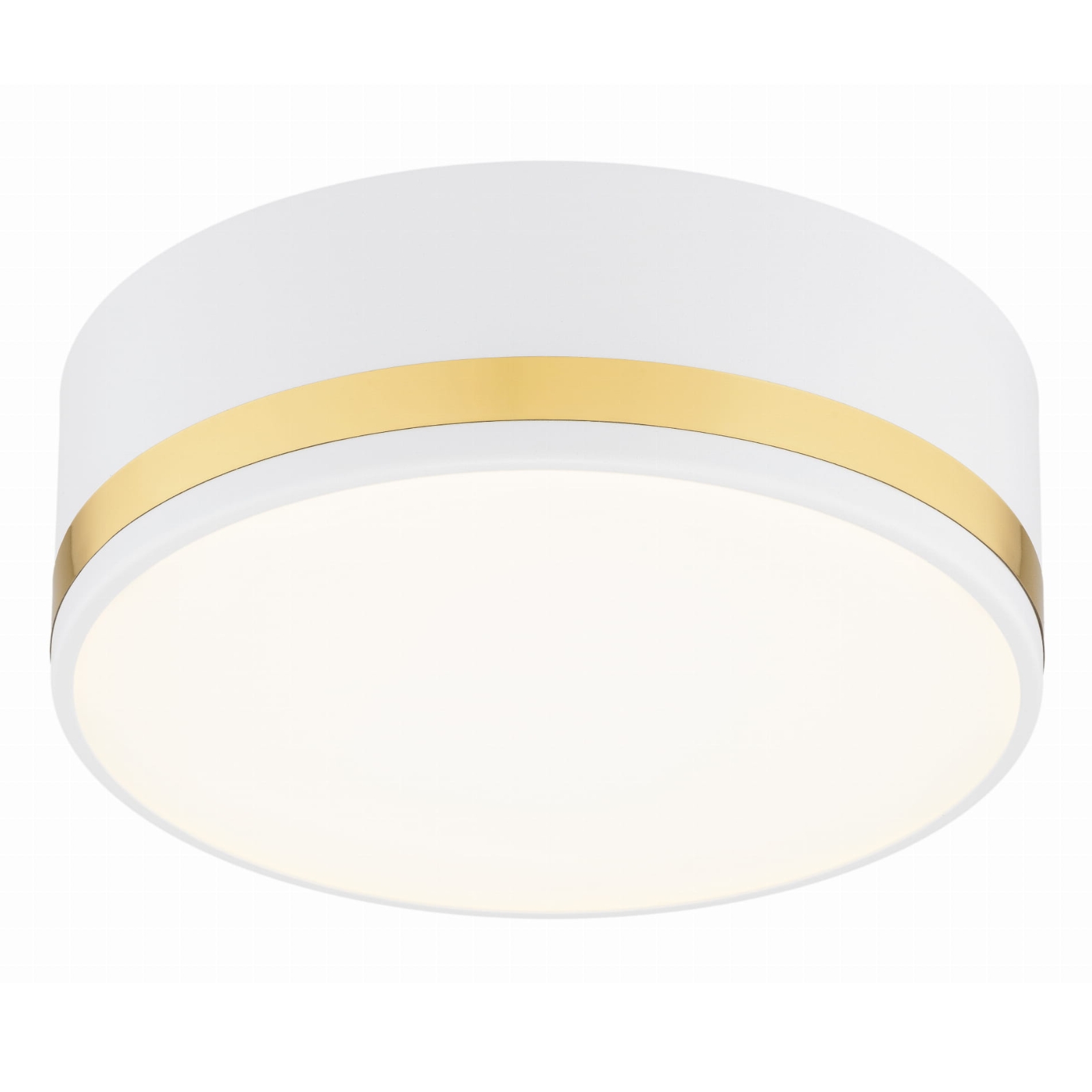 Erome Small Flush Ceiling Lamp, Gold & White, 2 Light, 25cm Width