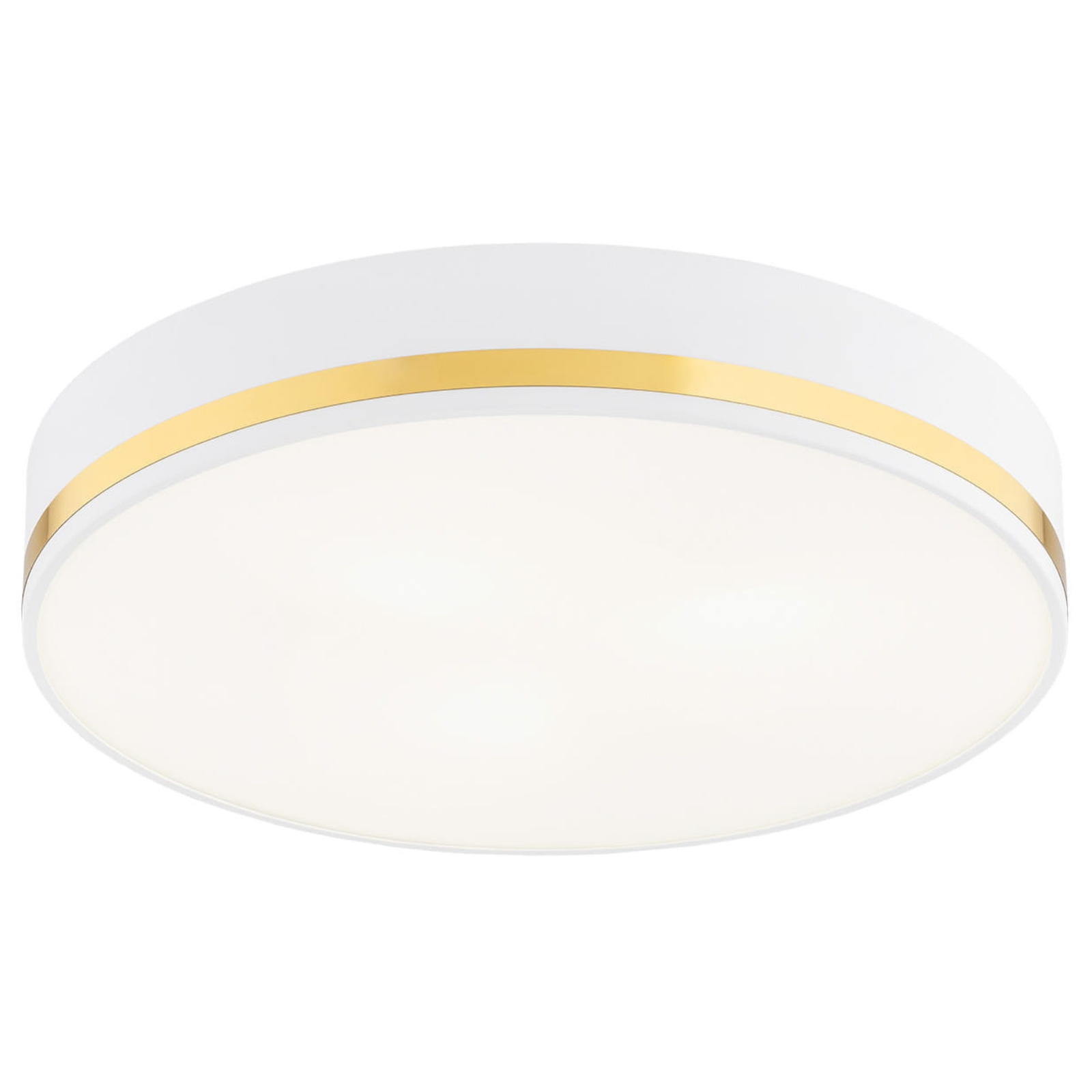 Erome Large Flush Ceiling Lamp, Gold & White, 3 Light, 45cm Width
