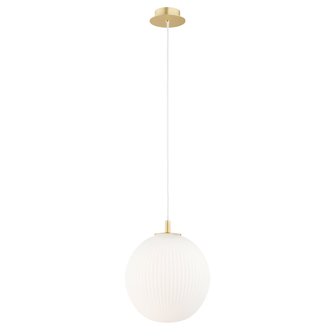 Loma Single Pendant Lamp, Opal Glass, Brass, 25cm