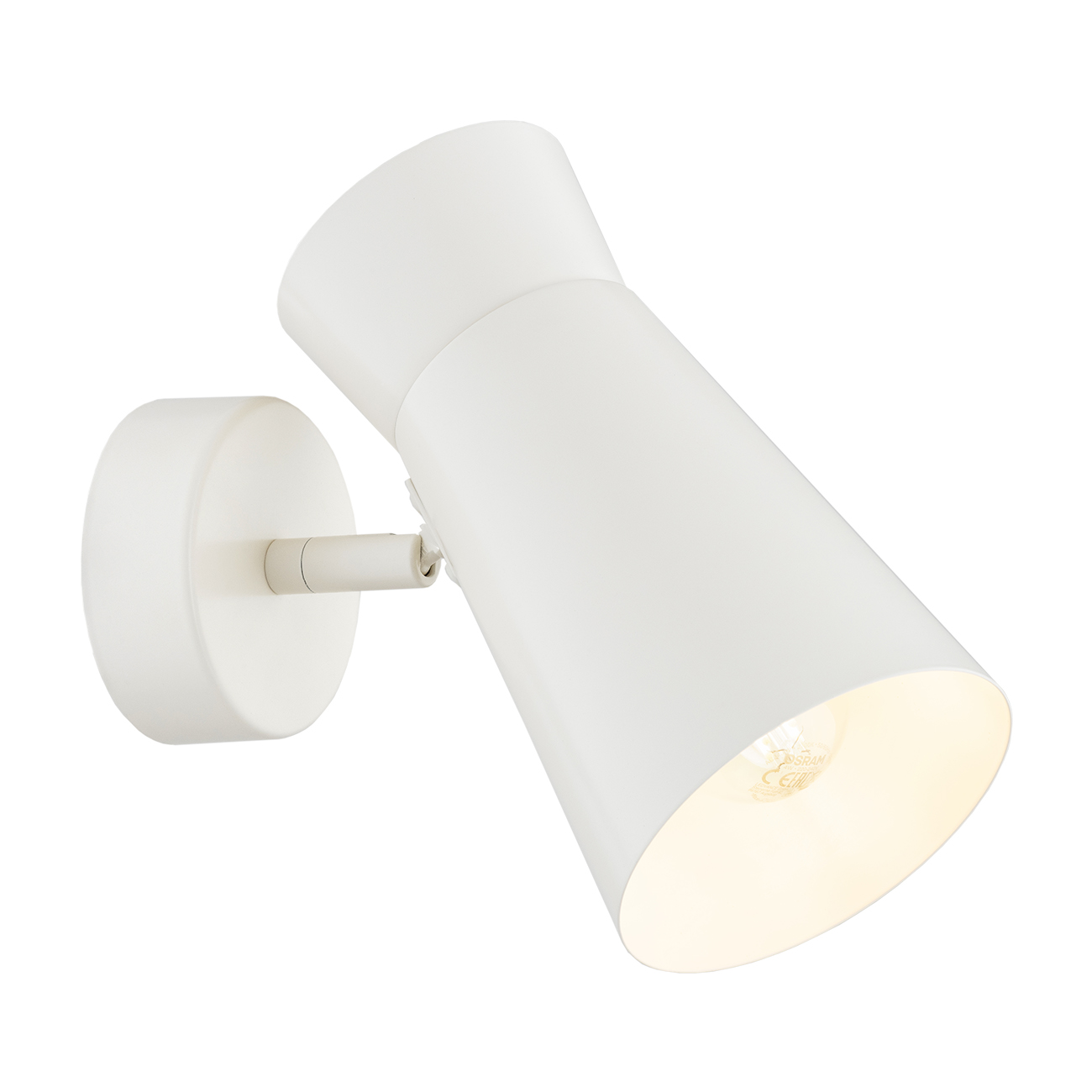 Lori White Wall Lamp, Directional Shade, 1 Light, 10cm Width
