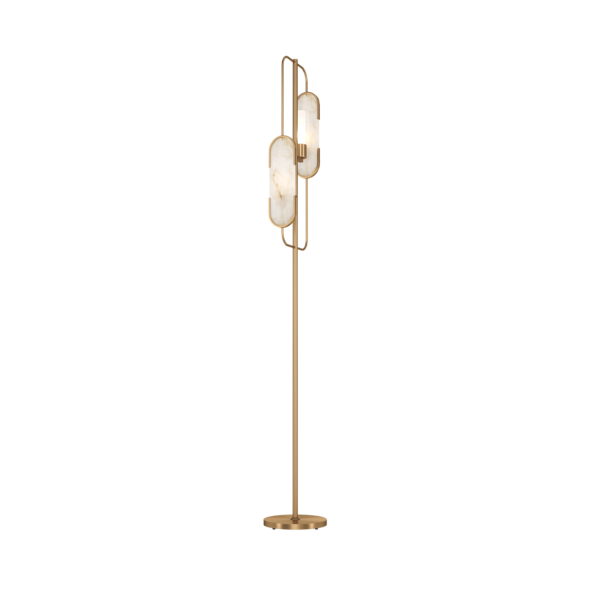 Marmo Alabaster Floor lamp, Brass Metal, 2 Light, 161.5cm Height