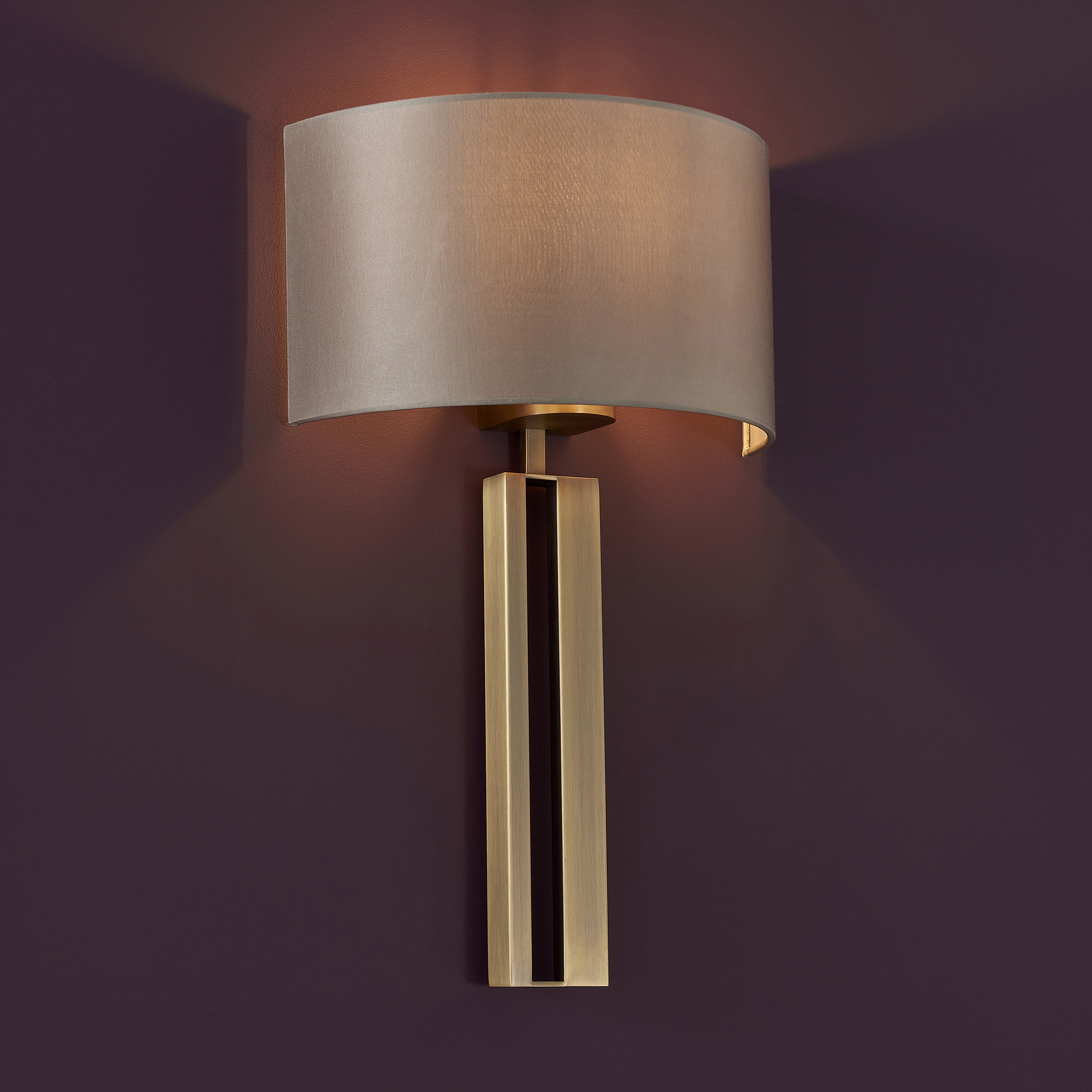 Nullam Wall Lamp, Antique Brass, 1 Light, Brown Shade