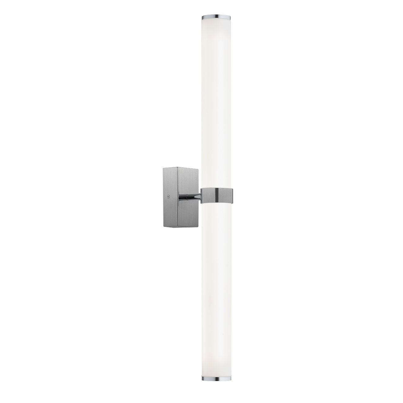 Matuvi IP44 Double Tube LED Wall Light, Brushed Nickel, Glass, Steel, 3000k, 62cm Height