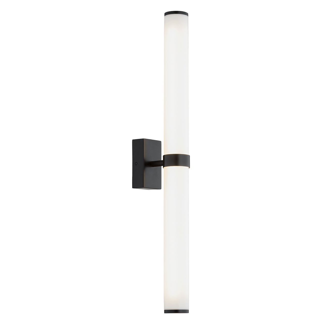 Matuvi IP44 Double Tube LED Wall Lamp, Black, Opal Glass, Steel, 3000k,  62cm Height