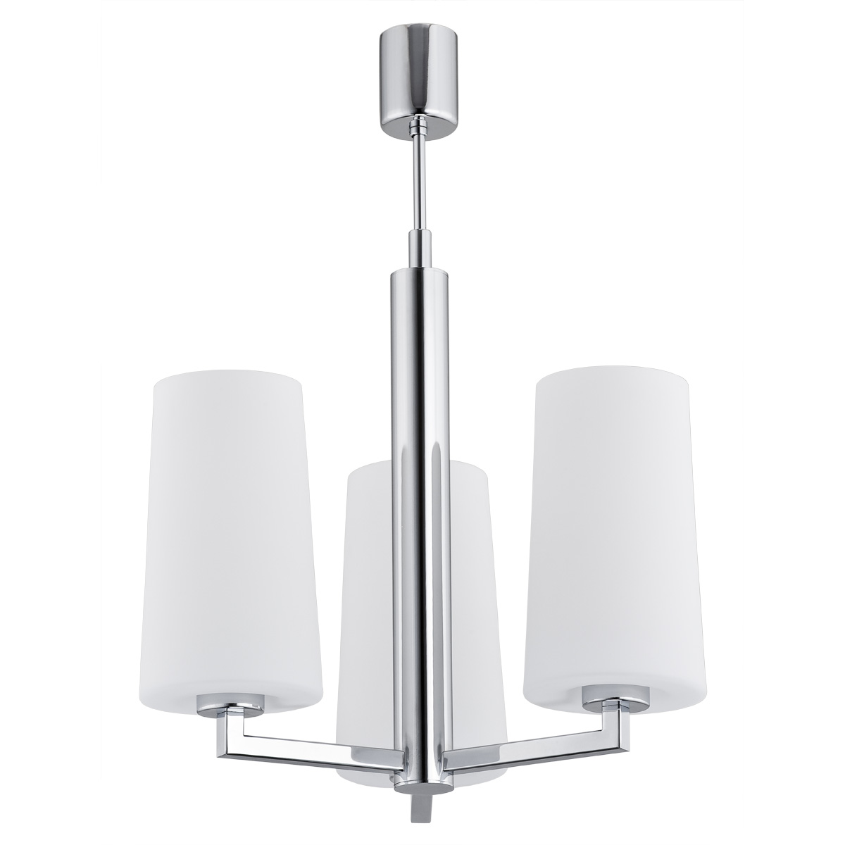 Melot 3 Light Chandelier, Chrome, Opal Shades, 46cm Width
