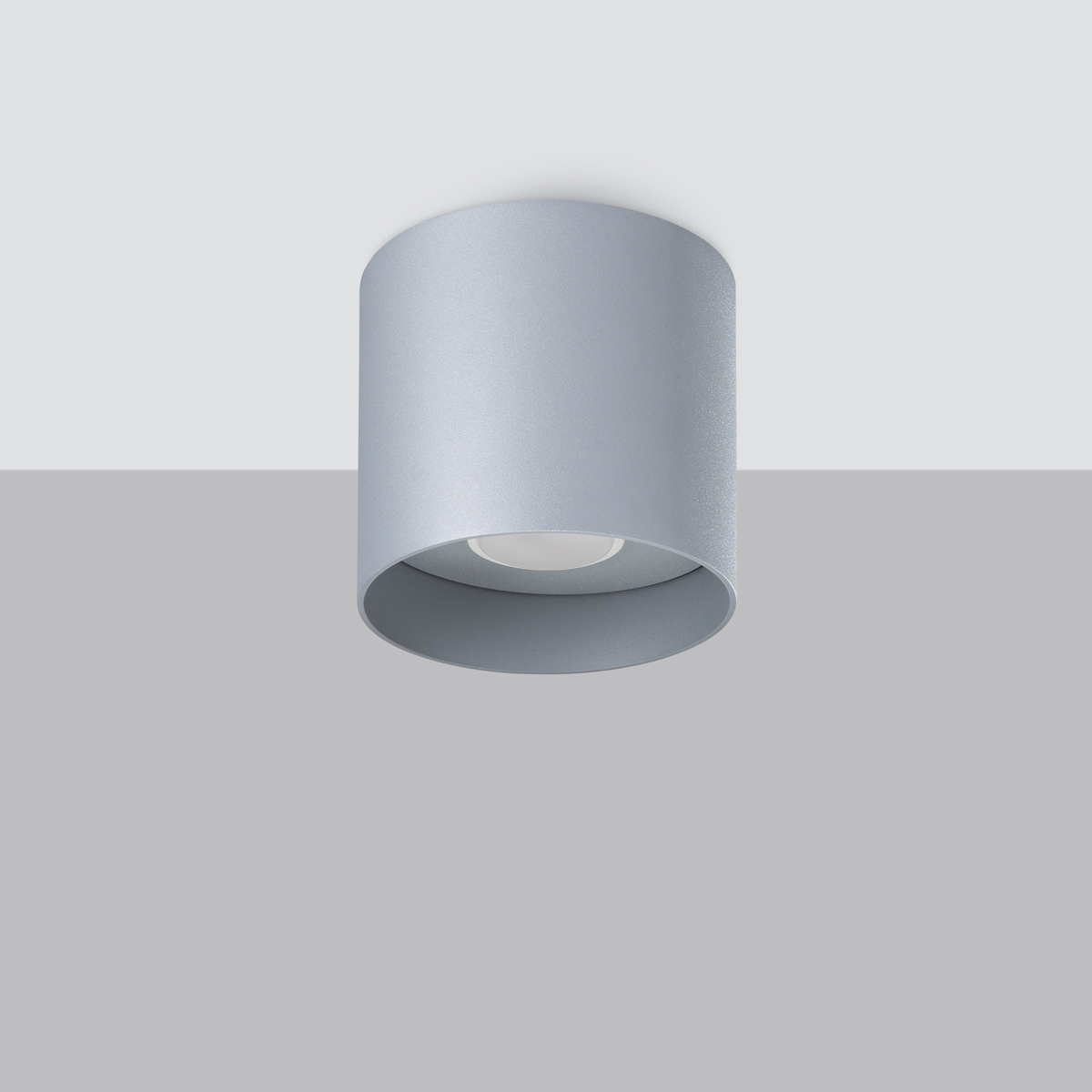 Meekah Surfaced Mounted Grey Downlight, 1 Lamp, GU10, Metal 12cm Wide