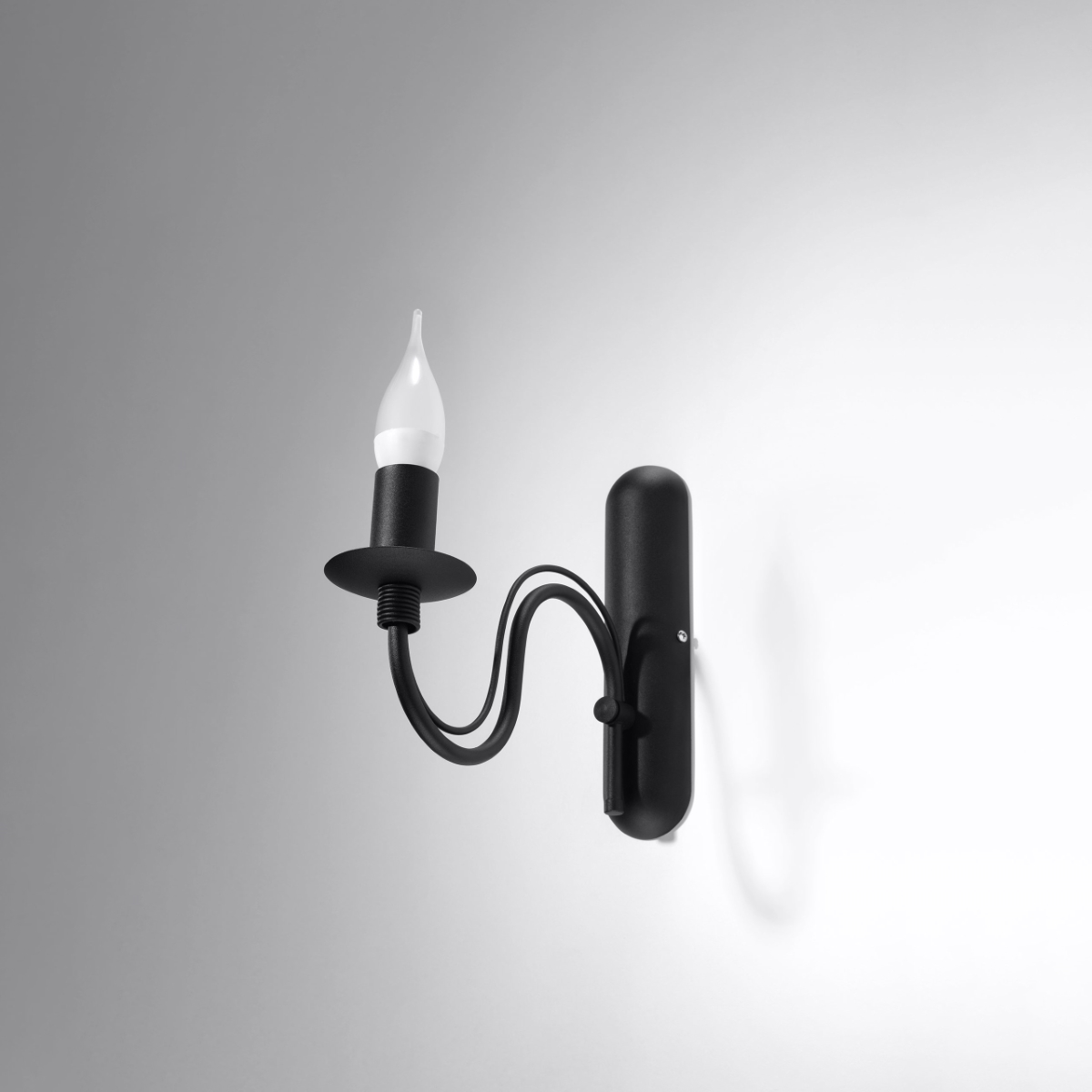 Wera Armed Wall Light, Black Metal, 1 Lamp, 6cm Wide