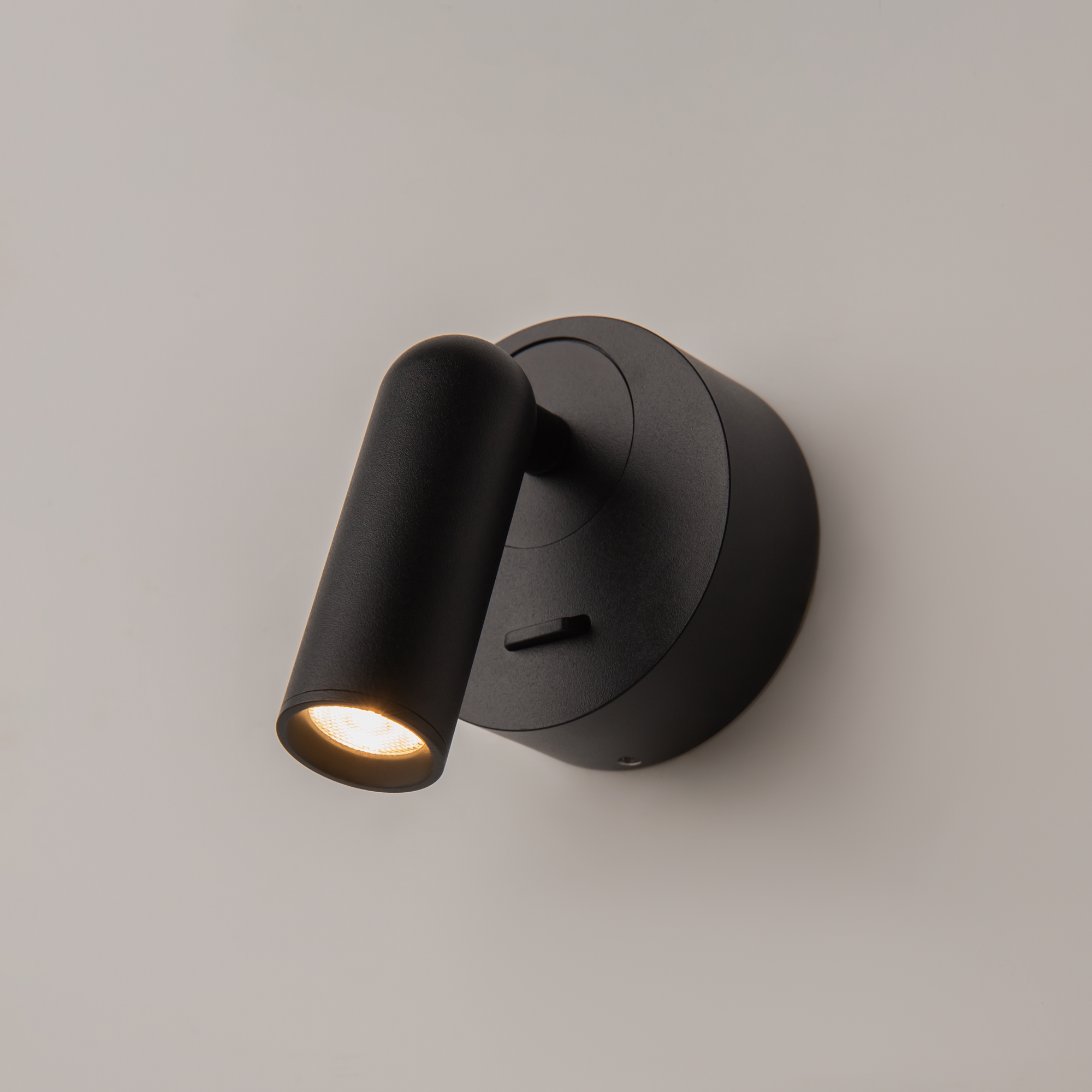 Mirax Adjustable Black LED Wall Spotlight, Switched, Metal, 3W, 3000k, 7cm Diameter