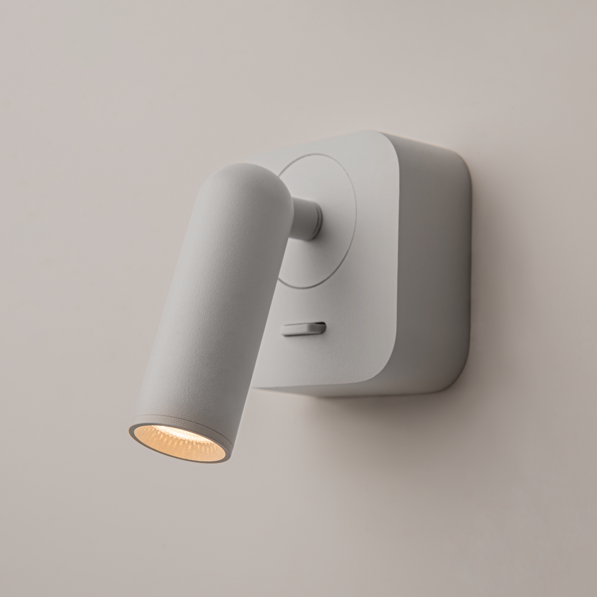 Mirax Square White LED Wall Spotlight, Adjustable, Switched, Metal, 3W, 3000k, 6.5cm Wide