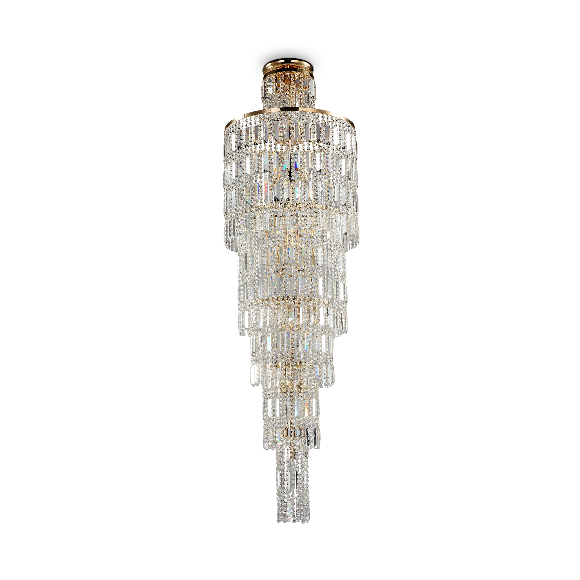 Niagara 16 Light Tiered Chandelier, Gold, Metal, Clear Crystal Glass, 170.5 Height