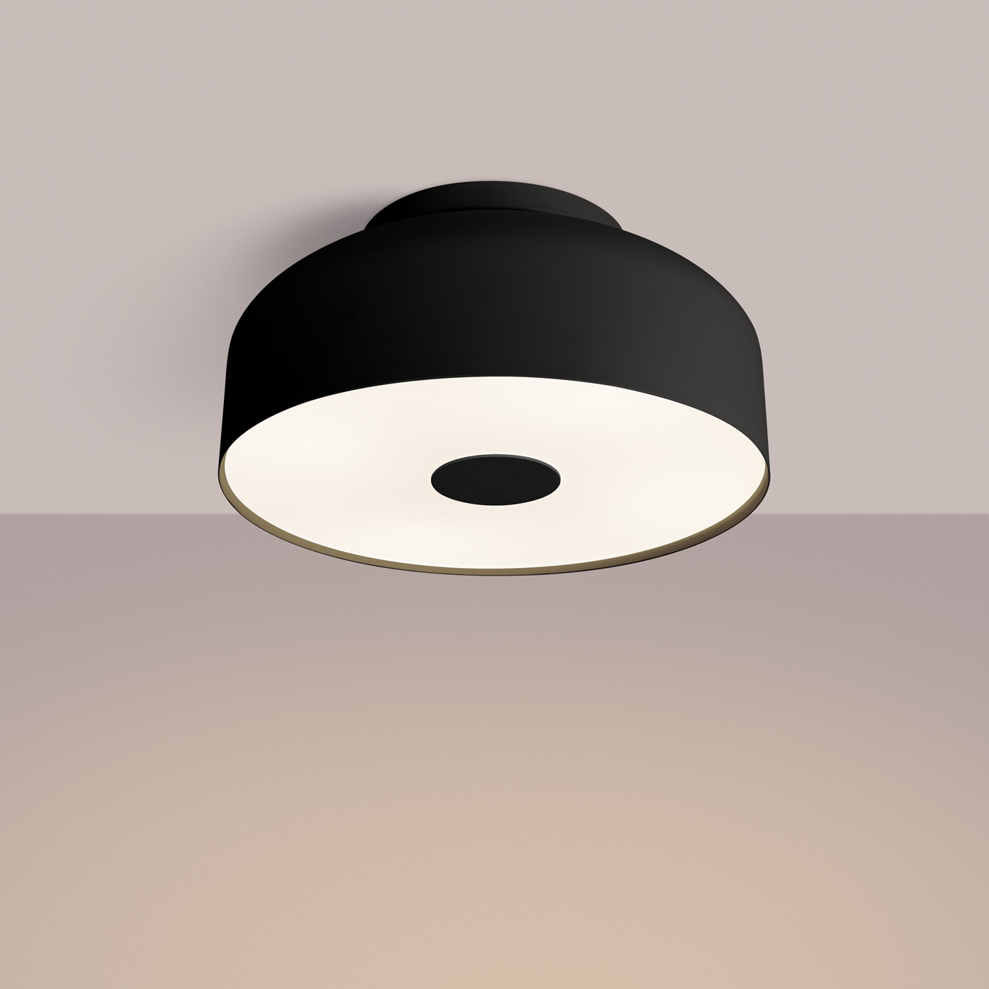 Omri Black Ceiling Light, 4 Light, Round, Metal & PVC, 30cm Wide