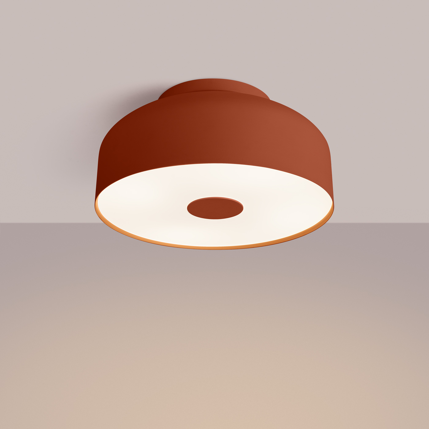 Omri Ochre Terracotta Ceiling Lamp, 4 Light, Round, Metal & PVC, 30cm Wide