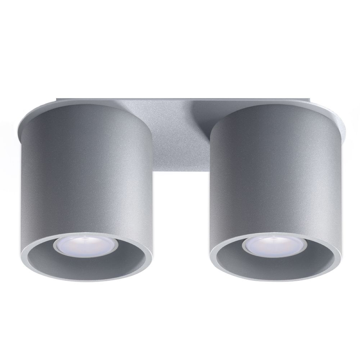 Orbital Double Cylinder Surface Mounted Downlight, Grey Metal, 26cm Length