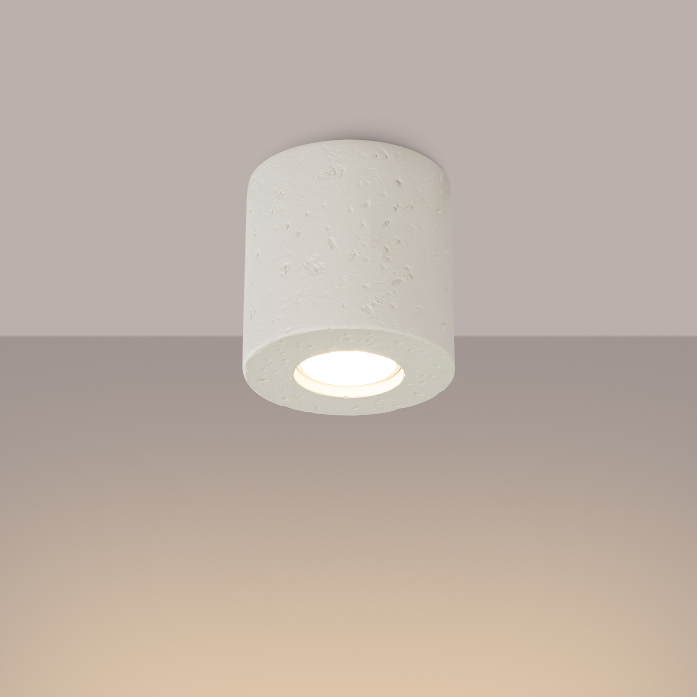 Orbital Beige Concrete Round Surface Spotlight, GU10, 1 Lamp, 10cm Diameter