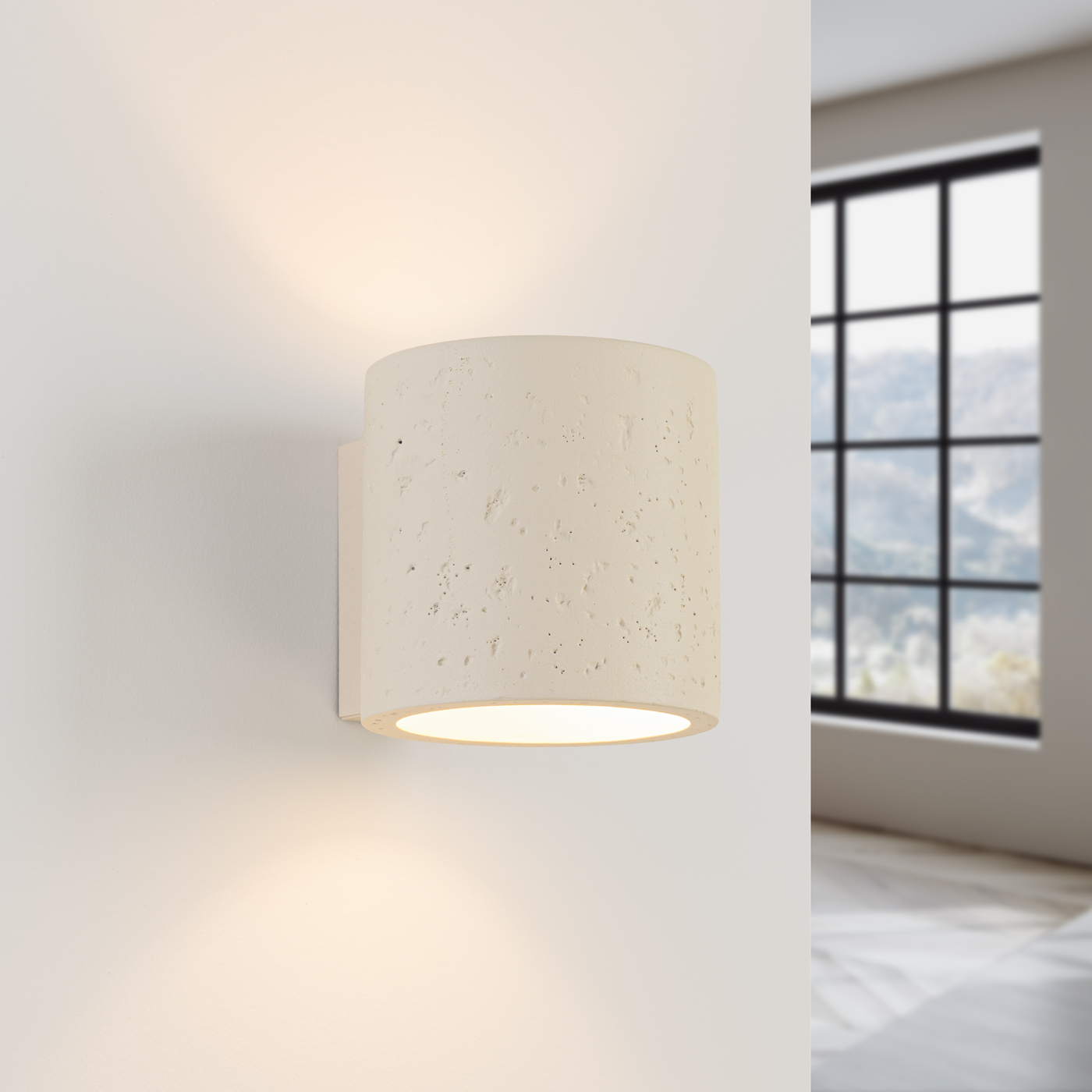 Orbital Beige Cylinder Wall Light, Concrete, G9, 1 Lamp, 10cm Wide