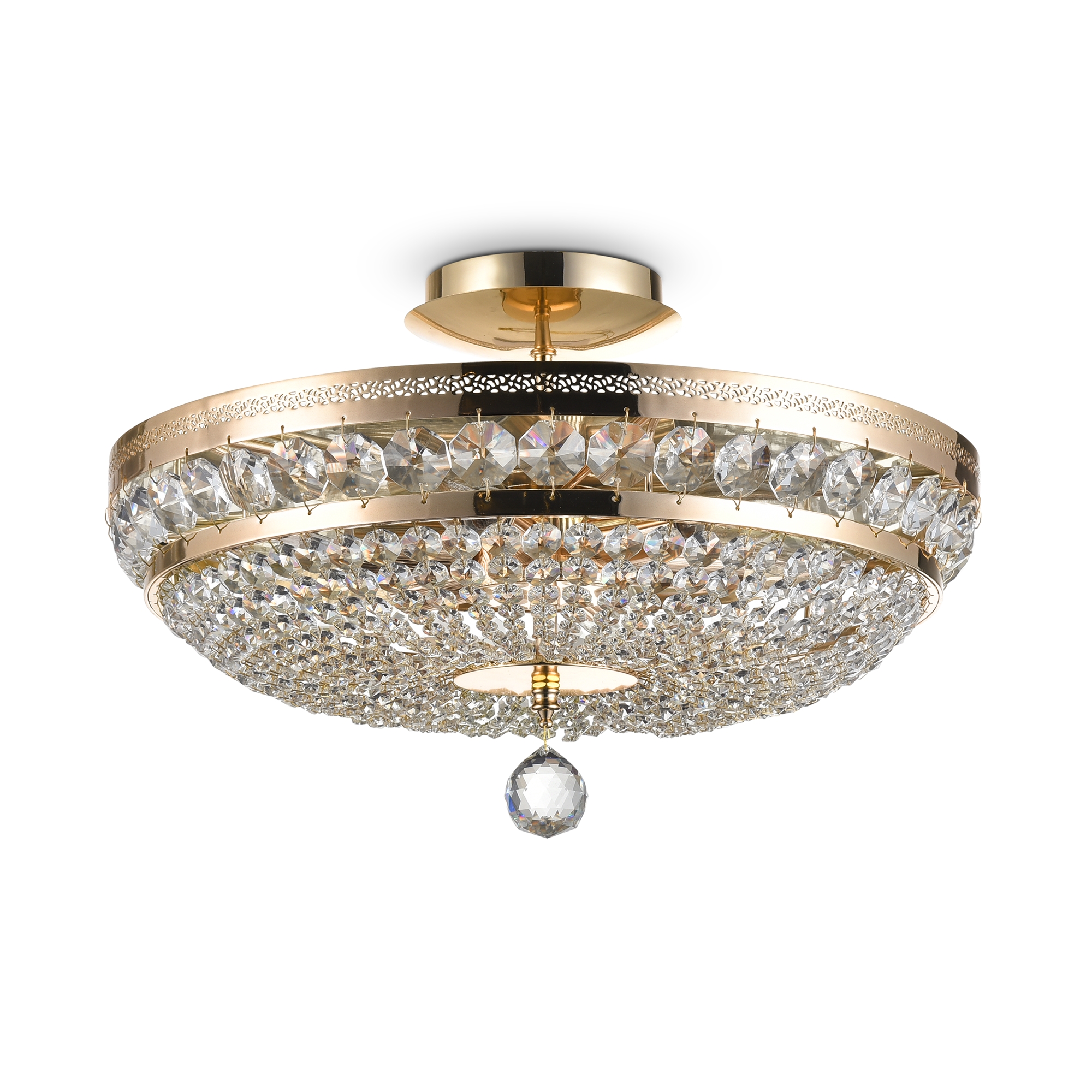 Ottilia Gold Ceiling Lamp, 6 Lamp, Semi Flush, Metal, Crystal, 43.5cm Wide