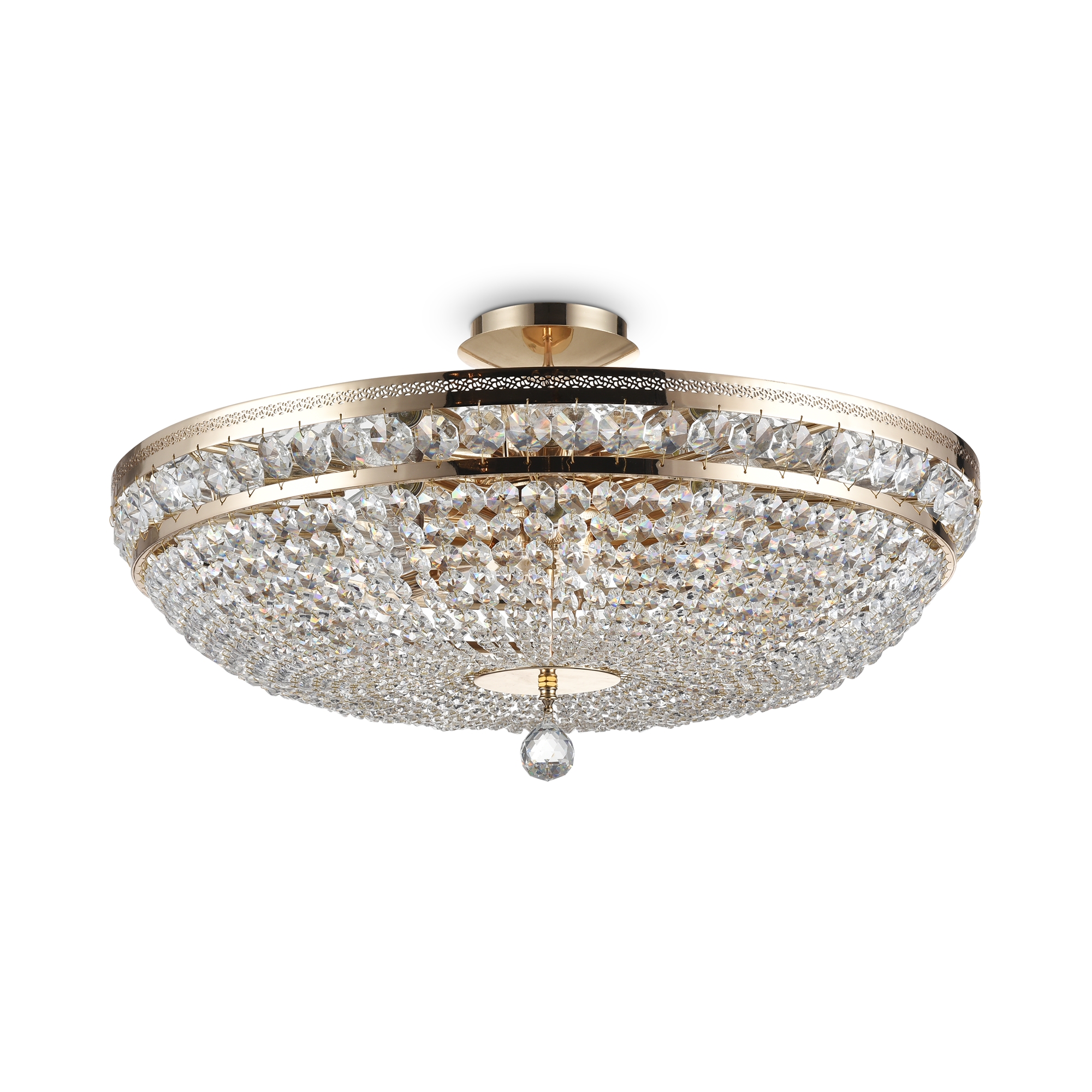 Ottilia 12 Lamp Ceiling Light, Gold, Semi Flush, Metal, Crystal, 65cm Wide