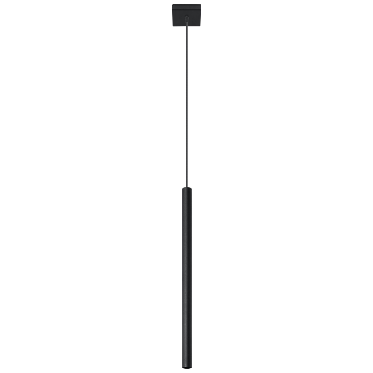 Vaslow Single Tube Pendant Lamp, Black Metal, 8cm Wide