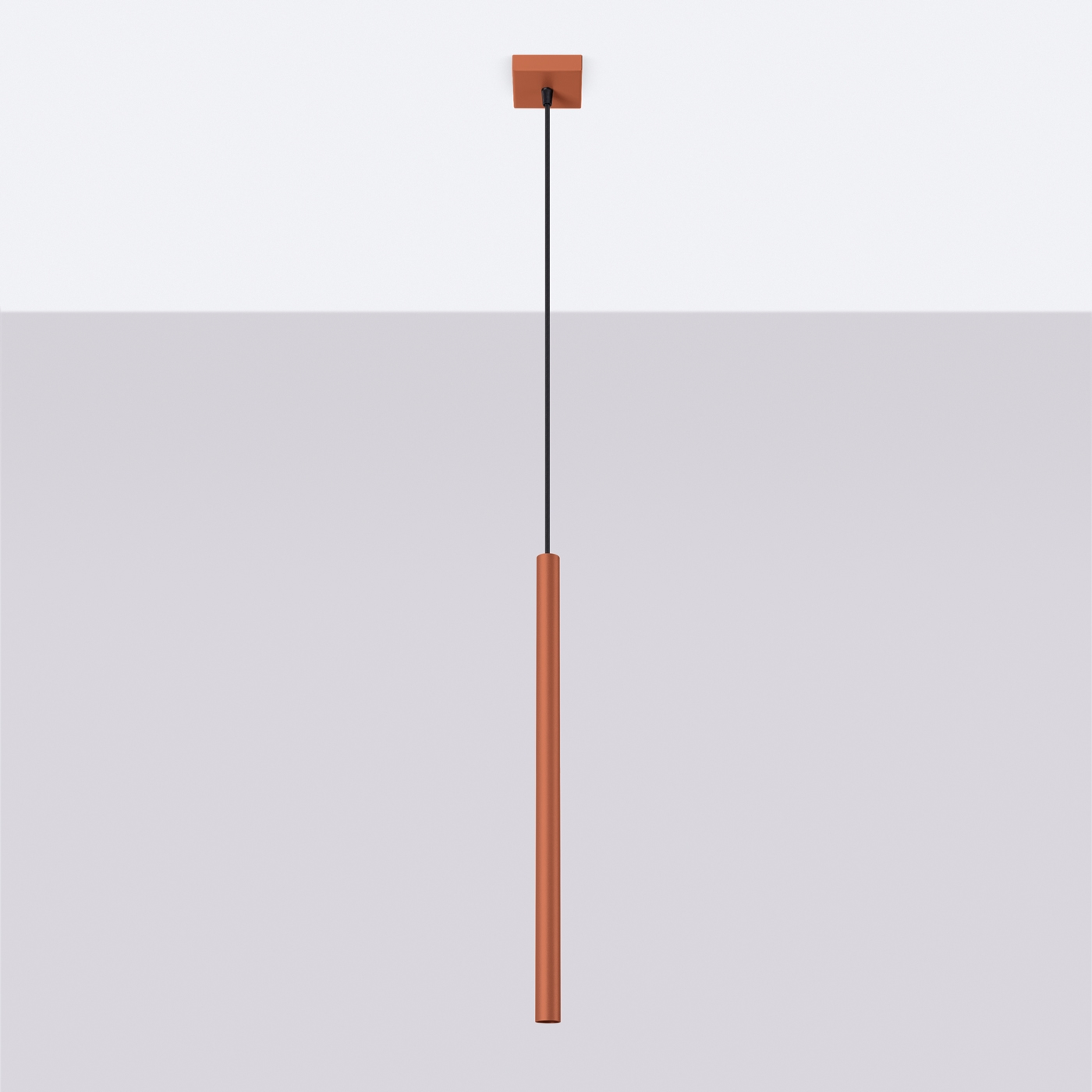 Vaslow Single Tube Pendant Light, Ochre Terracotta, 8cm Wide
