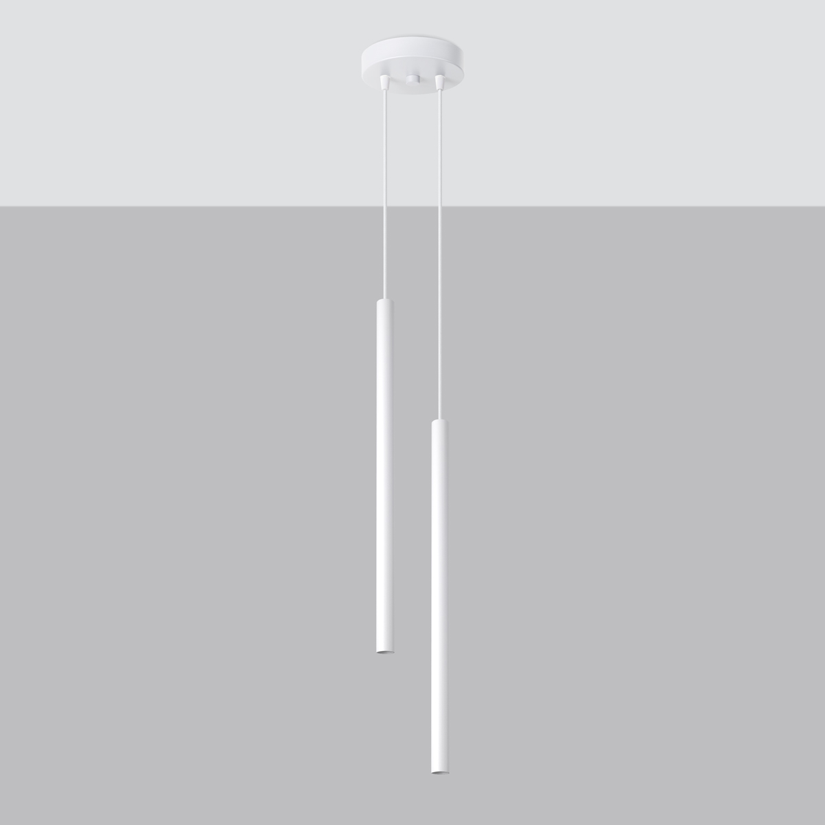 Vaslow 2 Light Tube Pendant Lamp, White Metal, 15cm Diameter