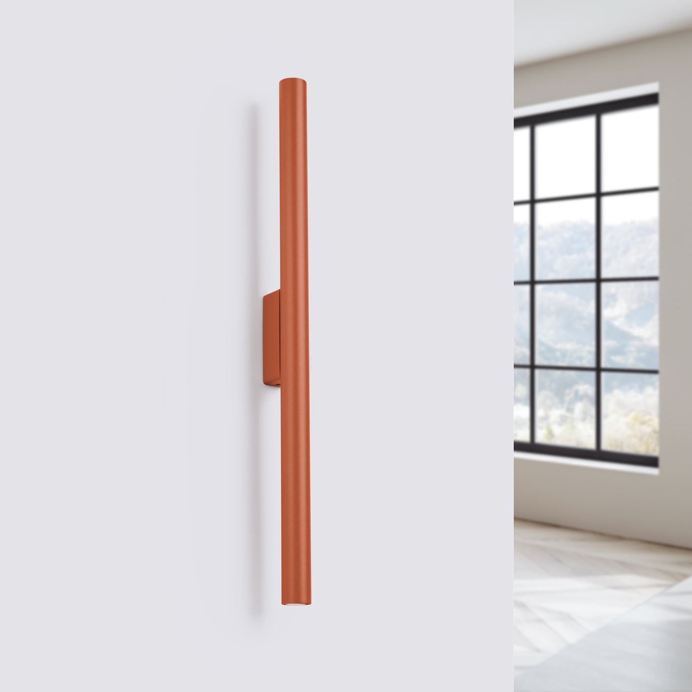 Vaslow Up And Down Tube Wall Light, Ochre Terracotta, 2 Lamp, 50cm Height