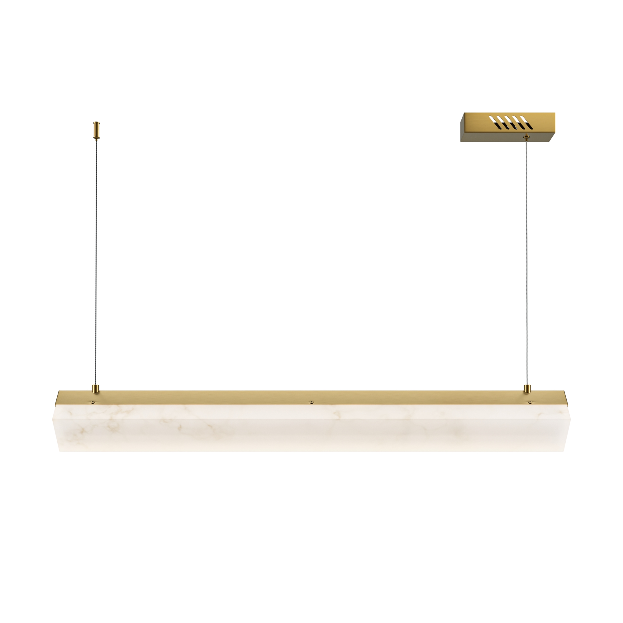 Petra Marble Stone Horizontal Pendant Light, Brass Metal, LED, 3000K, 100cm Length
