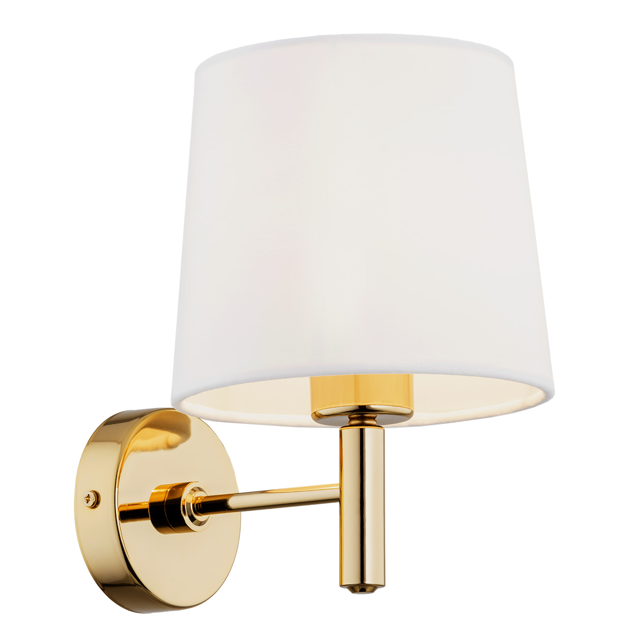 Ponta Wall Light, 1 Lamp, Dark Brass, Cream Fabric Lampshade