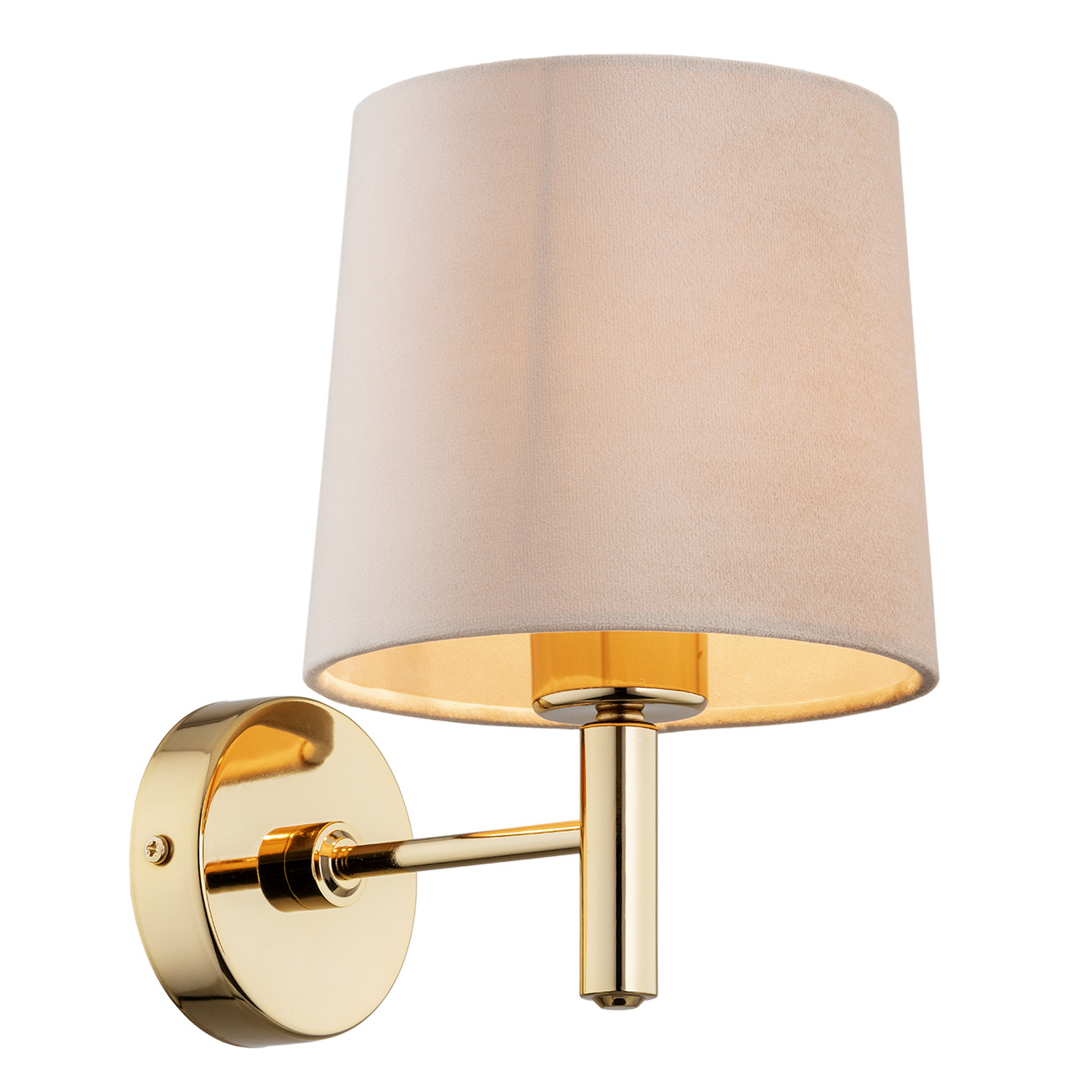 Ponta Wall Lamp, 1 Light, Brass, Beige Fabric Shade