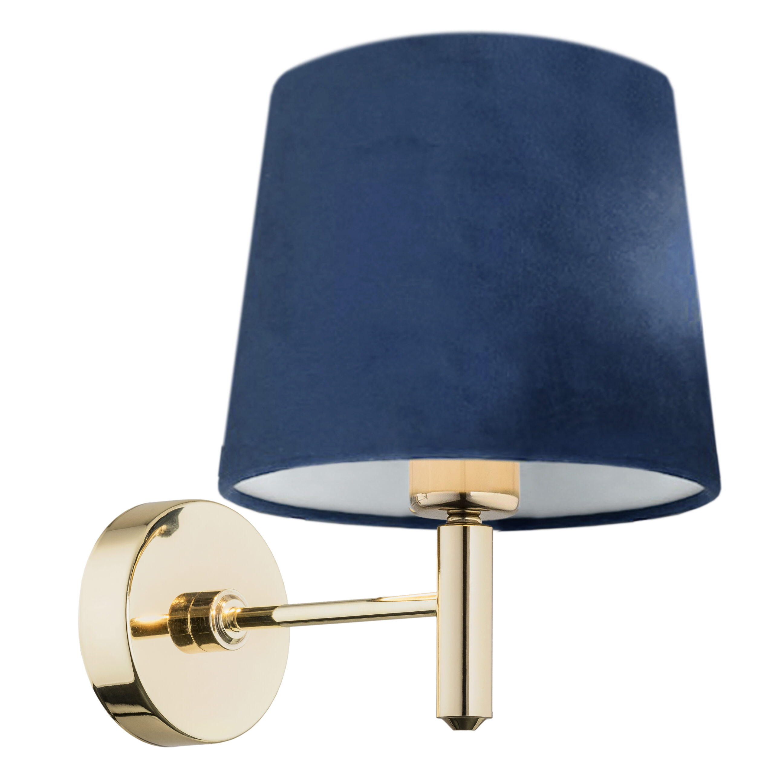 Ponta Wall Light, 1 Lamp, Brass, Navy Blue Lampshade