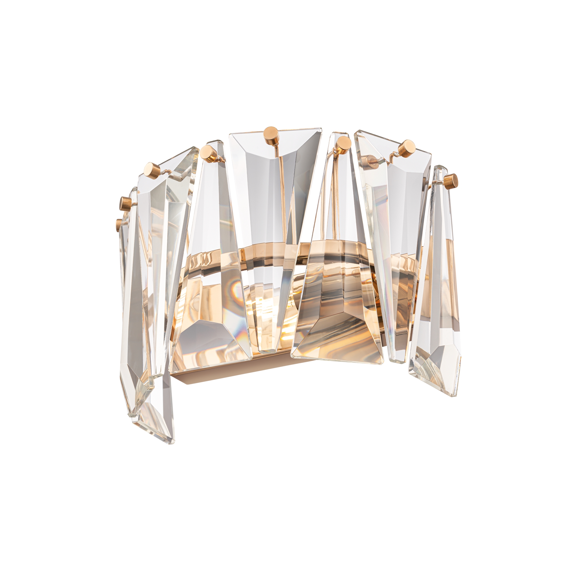 Puntes Crystal Wall Lamp, Gold, 1 Light, Glass, 25.6cm Wide