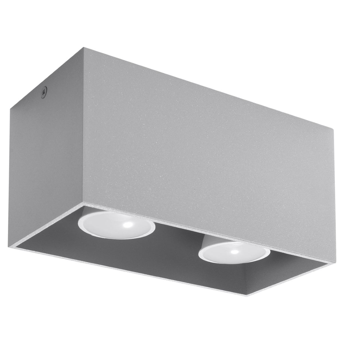 Kwad Rectangle Surface Mounted Spotlight, Grey, Metal, 20cm Length
