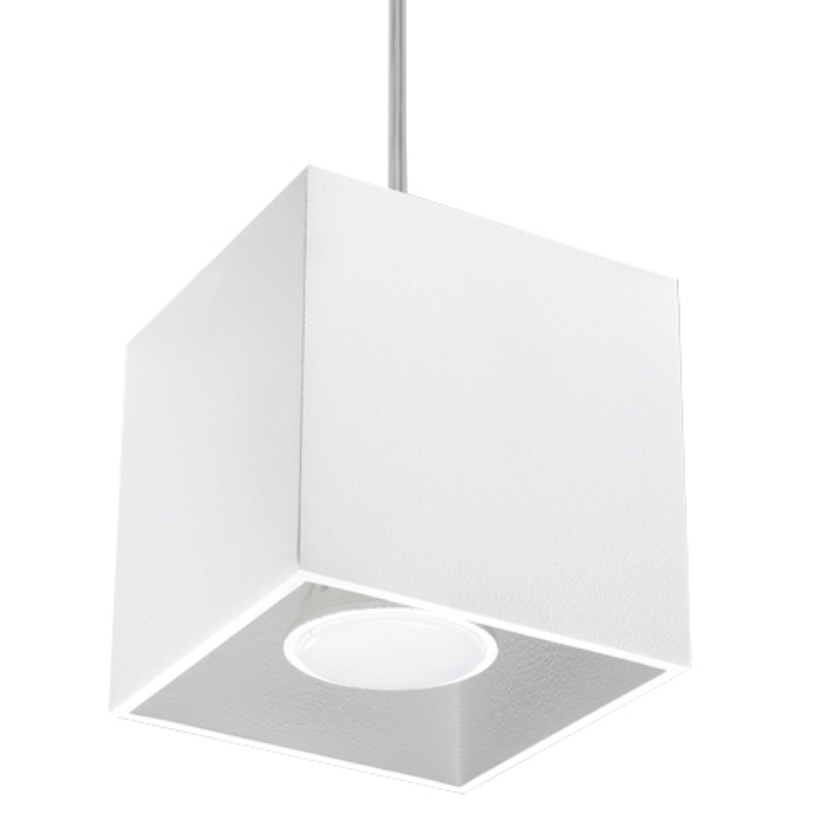 Kwad Single Cube Pendant Light, White Metal, 10cm Wide