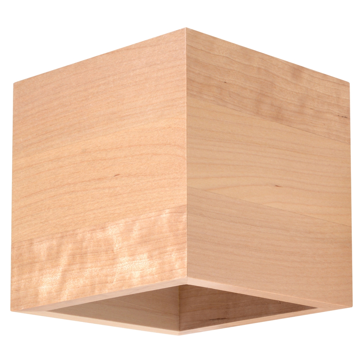 Kwad Natural Wood Square Wall Light, 1 Lamp, GU10, 10cm Wide