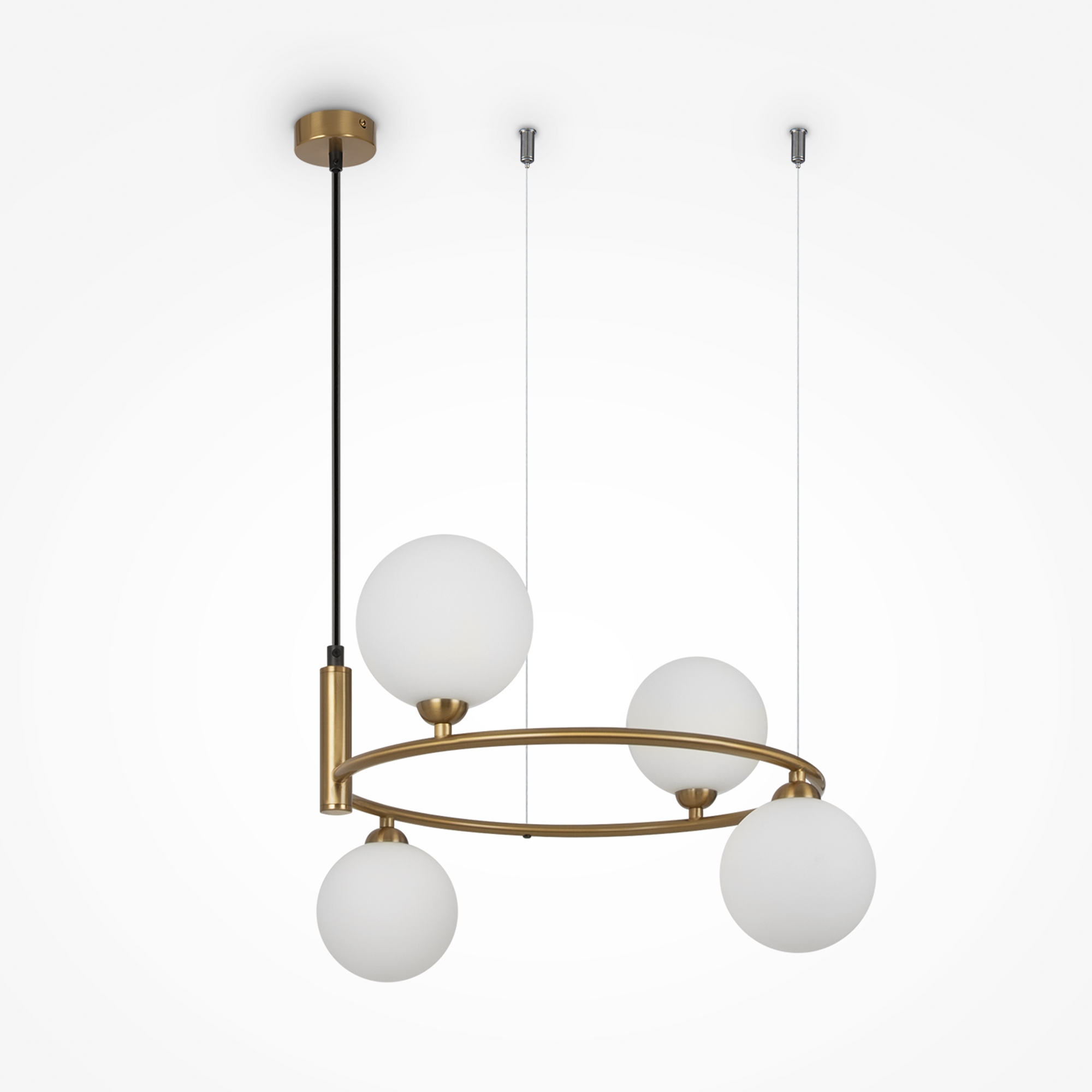 Ring Mini Brass Chandelier, Opal Glas, Metal, 40cm Wide