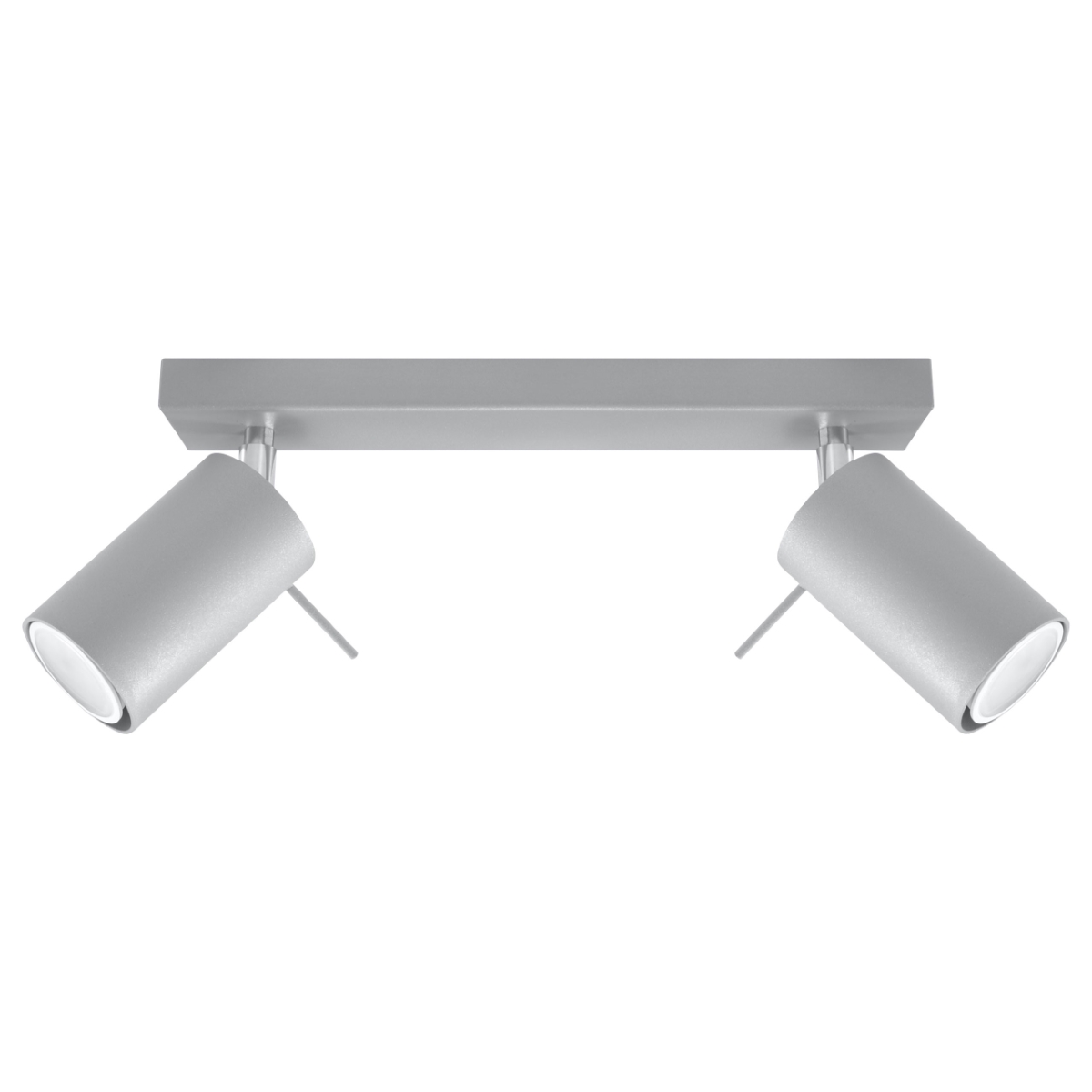 Oringo 2 Lamp Ceiling Spotlight, Grey, Metal Bar, Adjustable Heads, 30cm Length