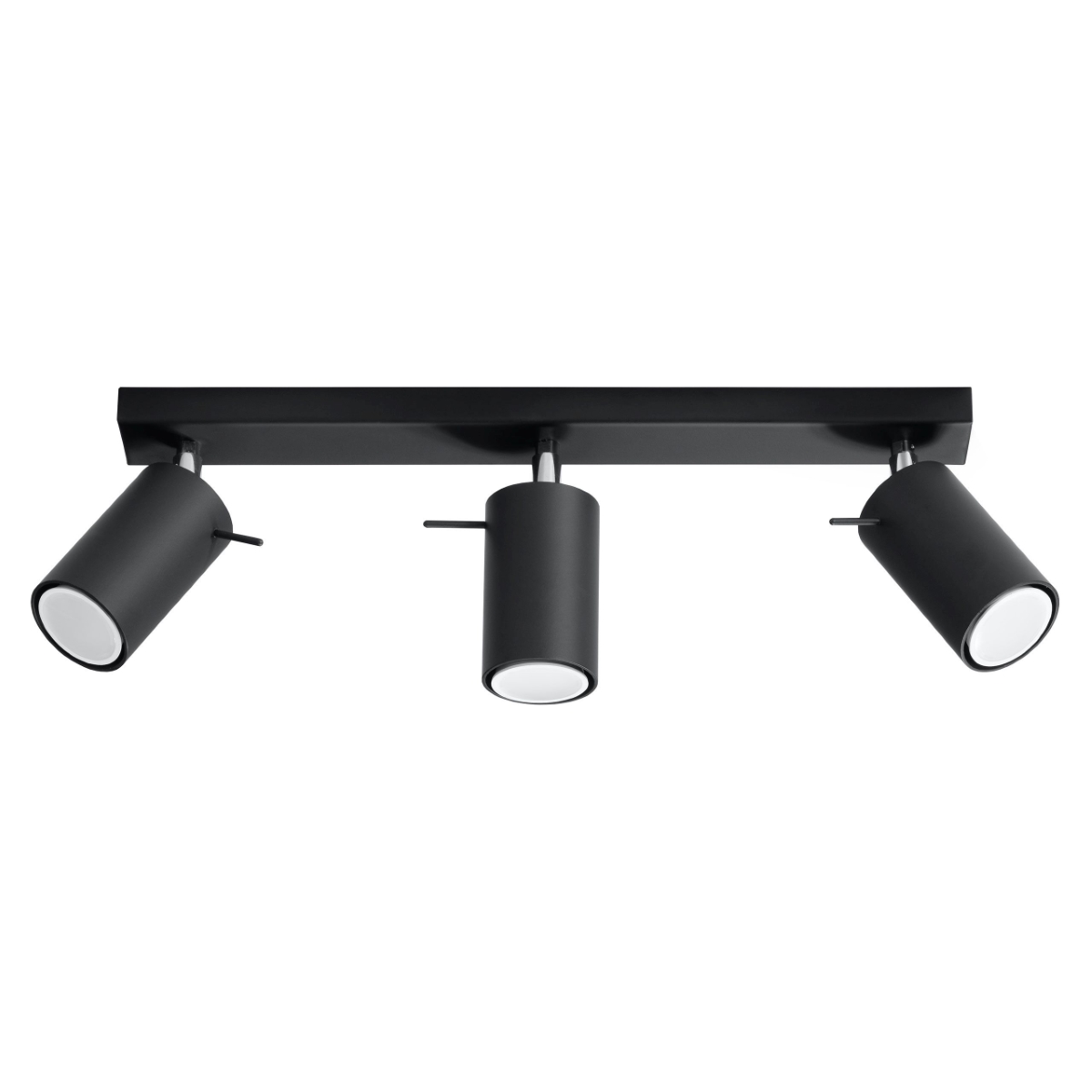 Oringo 3 Lamp Ceiling Spotlight, Black, Metal Bar, Adjustable Heads, 45cm Length