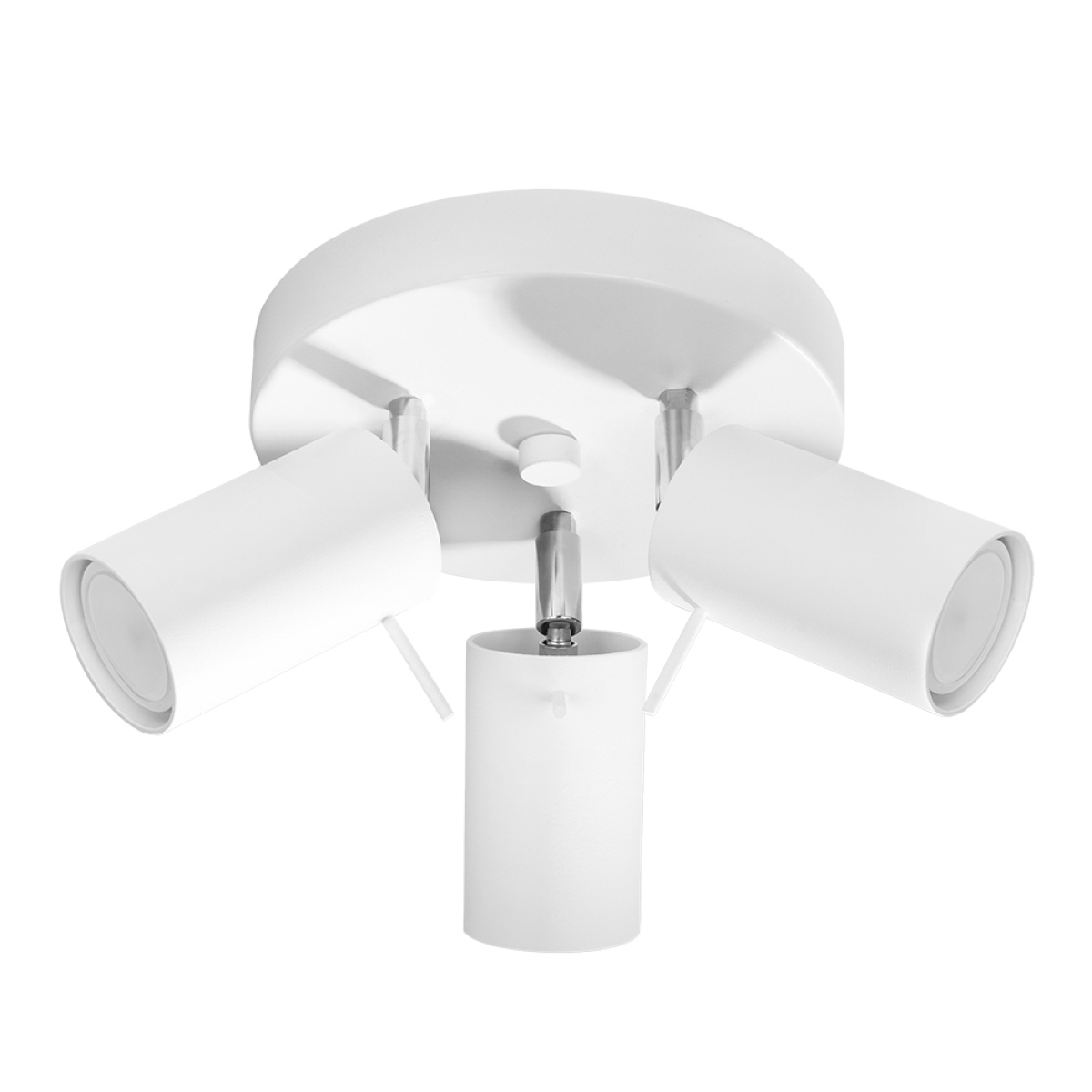 Oringo Round Ceiling Spotlight, 3 Light, White, Metal Bar, Adjustable Heads, 20cm Diameter