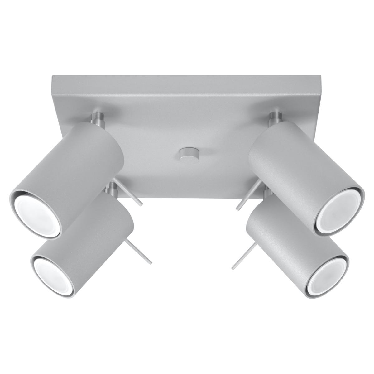 Oringo 4 Lamp Square Ceiling Spotlight, Grey, Adjustable Heads, 25cm Wide
