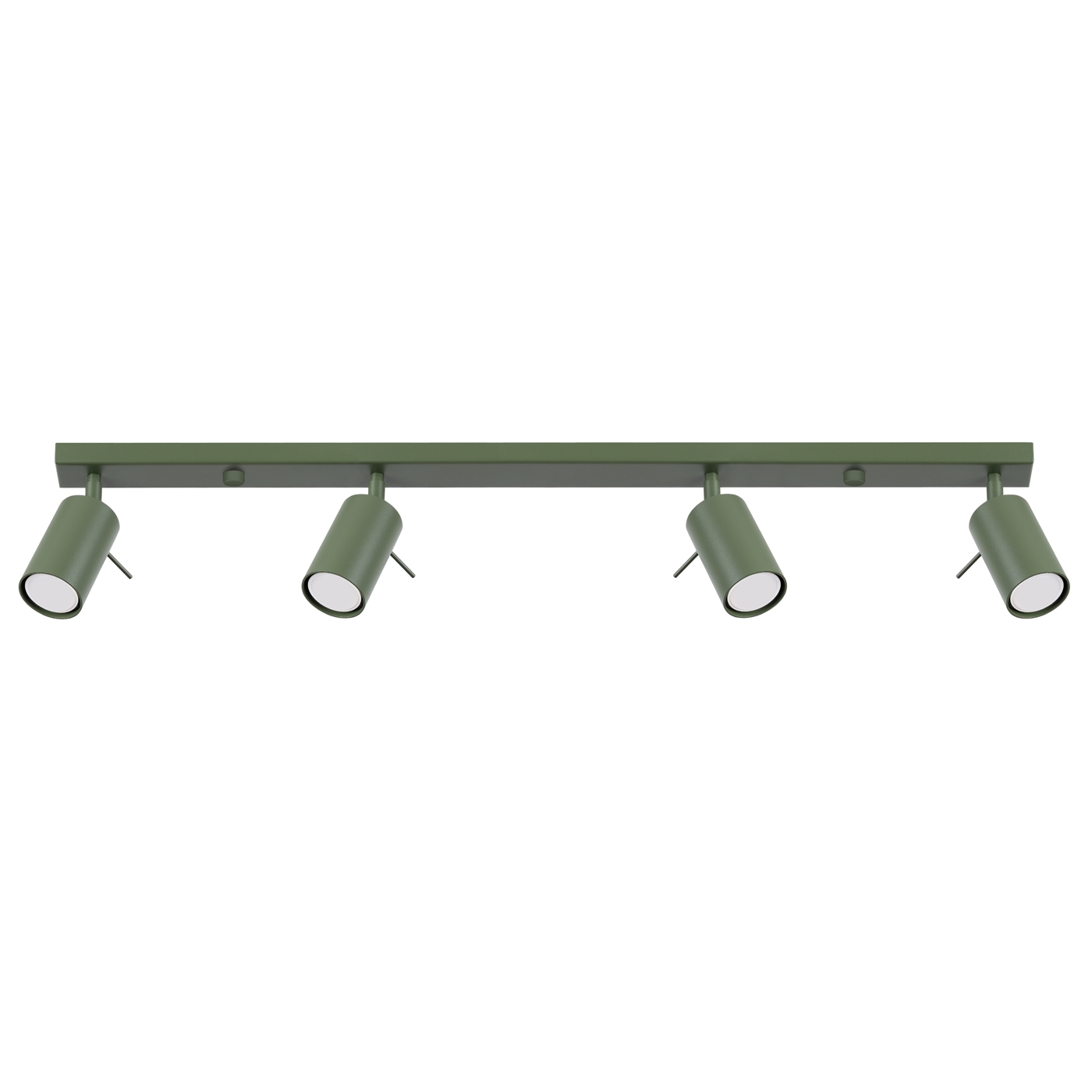 Oringo 4 Light Ceiling Spotlight, Olive Green, Metal Bar, Adjustable Heads, 81cm Length