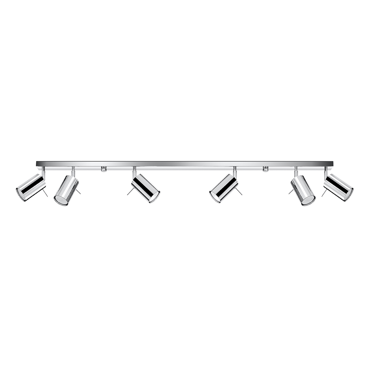 Oringo 6 Light Ceiling Spotlight, Chrome, Metal Bar, Adjustable Heads, 118cm Length