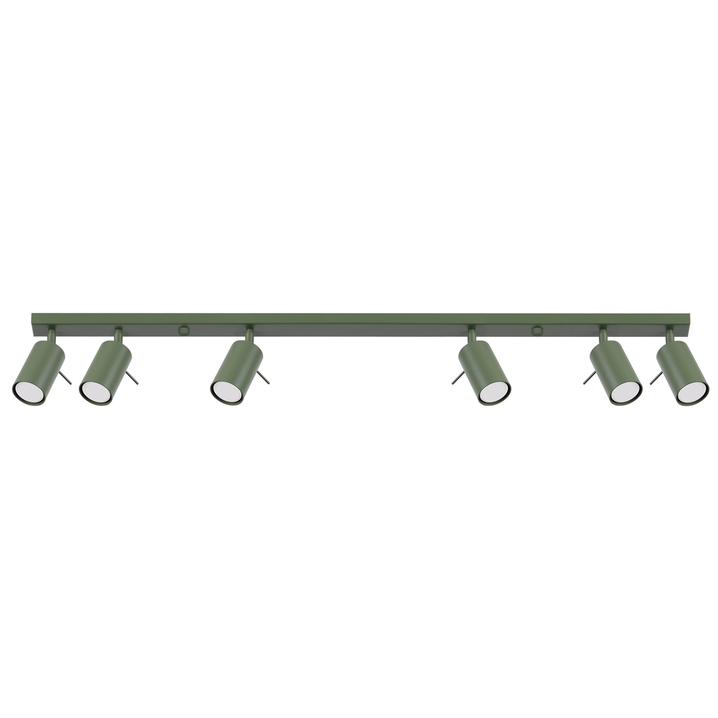 Oringo 6 Lamp Ceiling Spotlight, Olive Green, Metal Bar, Adjustable Heads, 117cm Length