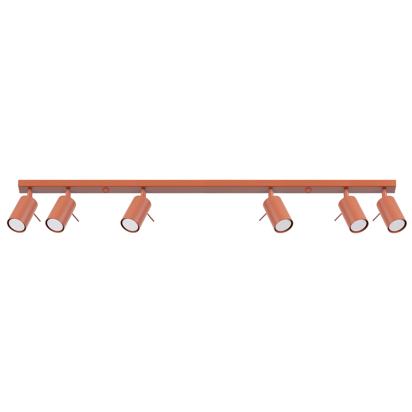 Oringo 6 Light Ceiling Spotlight, Terracotta Red, Metal Bar, Adjustable Heads, 117cm Length