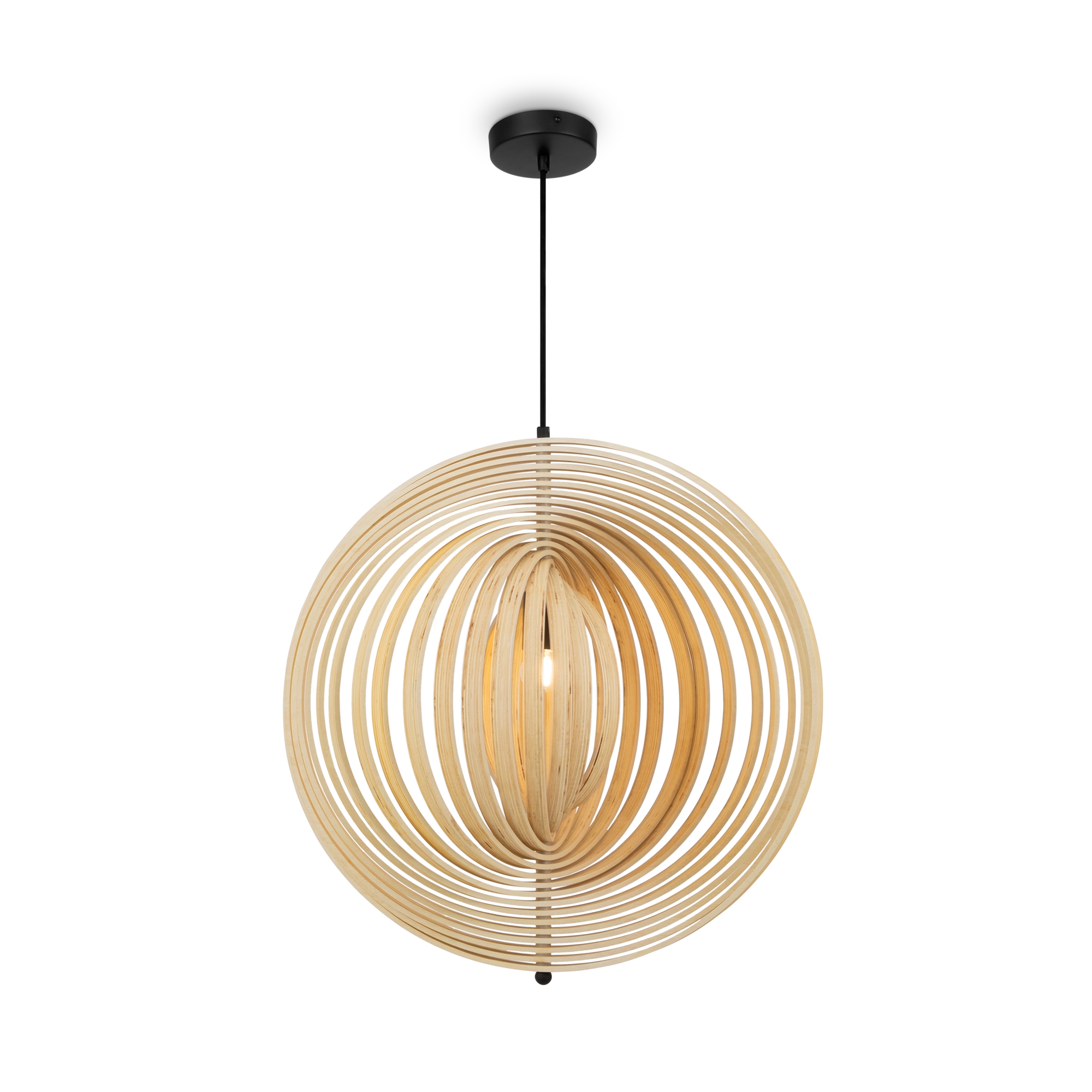 Roots Large Wood Pendant Light, Beige & Black, 1 Lamp, 60cm Diameter