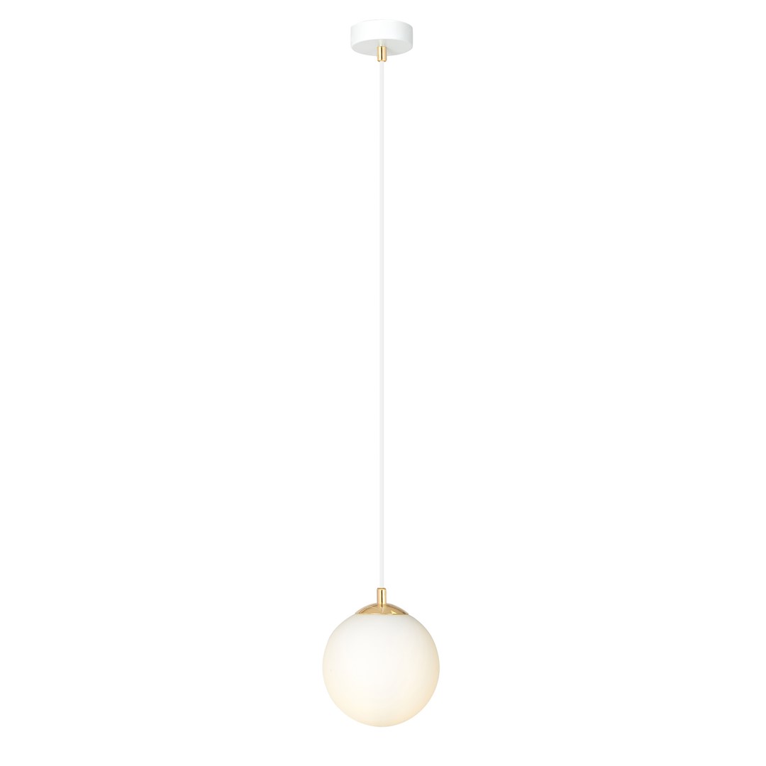 Ryell Single Pendant Lamp, White, Opal Glass, 14cm