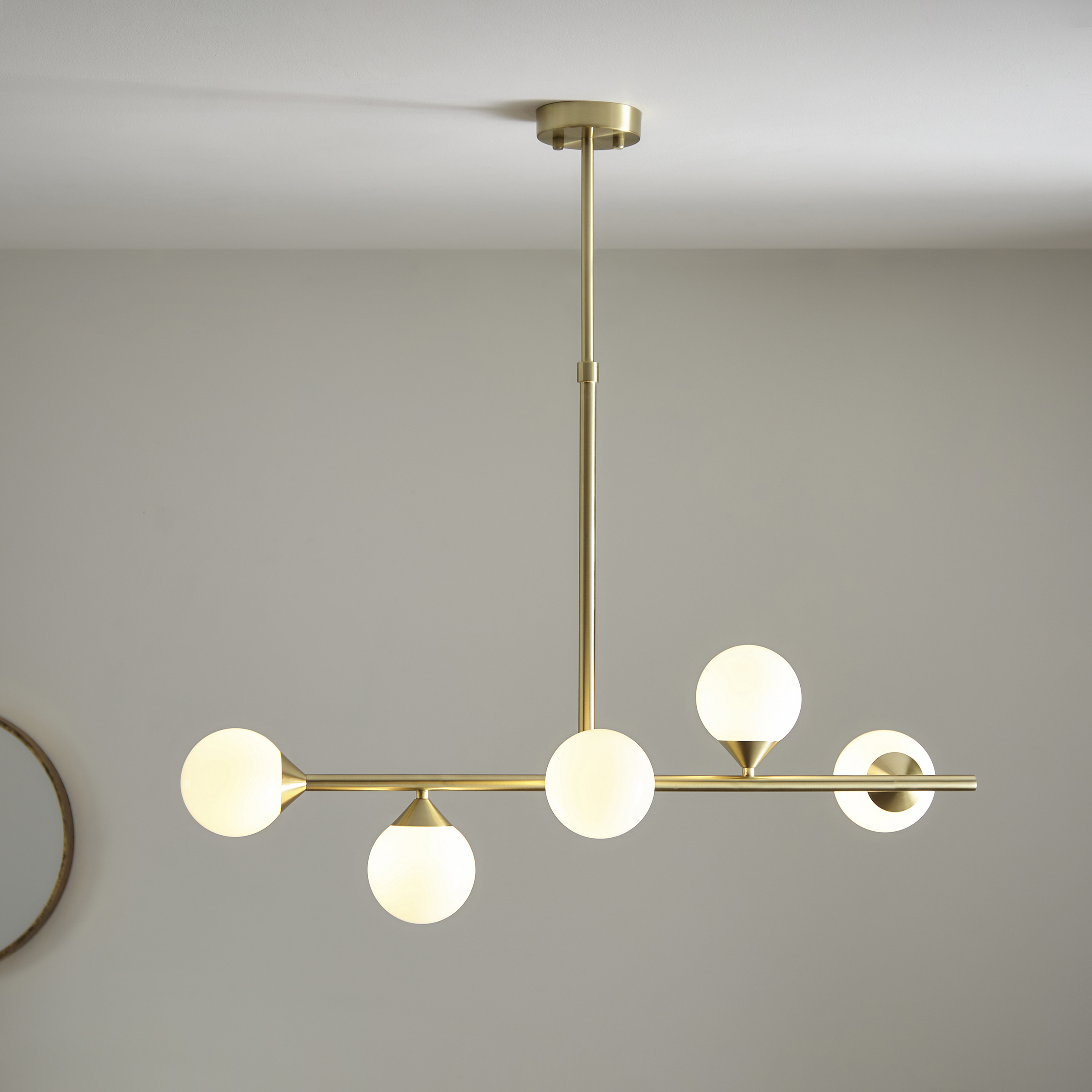 Nexus Bar Pendant Light, Brass, Steel, 90cm