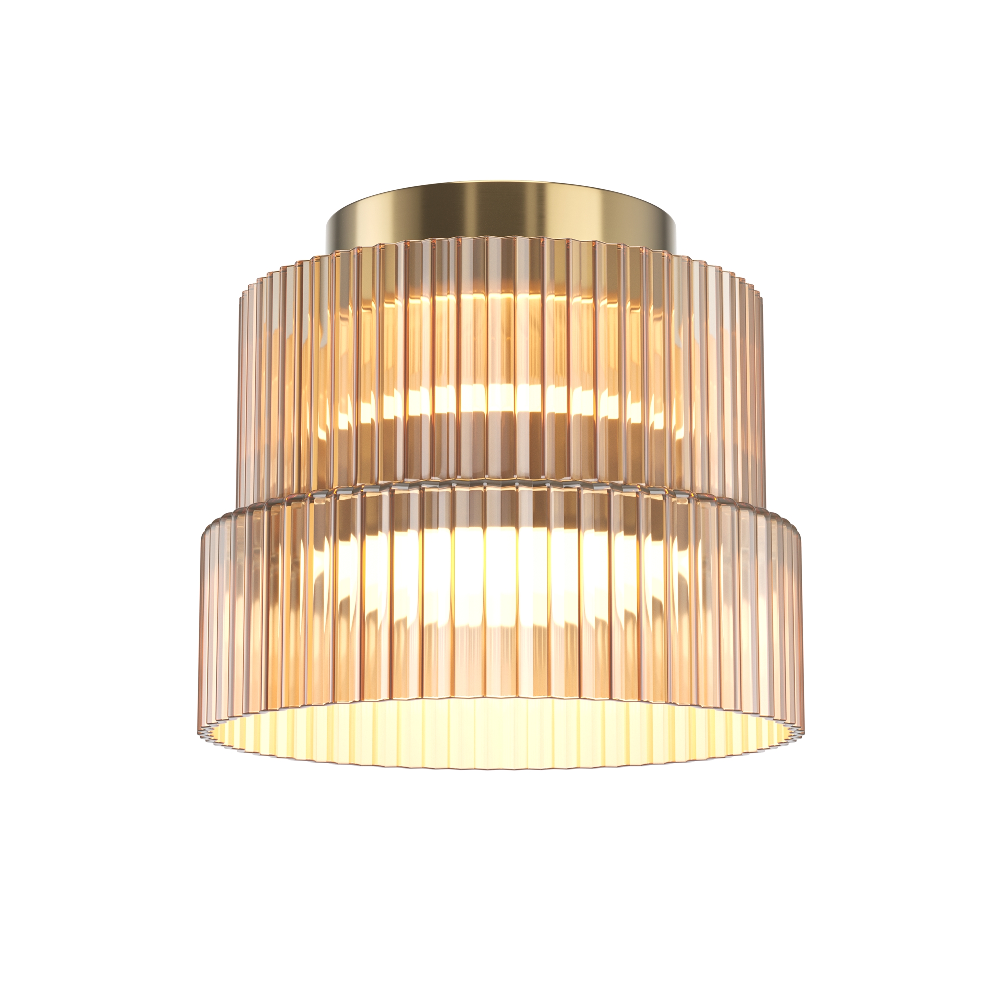 Scala Bronze LED Ceiling Lamp, Cognac Glass, Metal, 12W LED, 3000k, 14.8cm Diameter