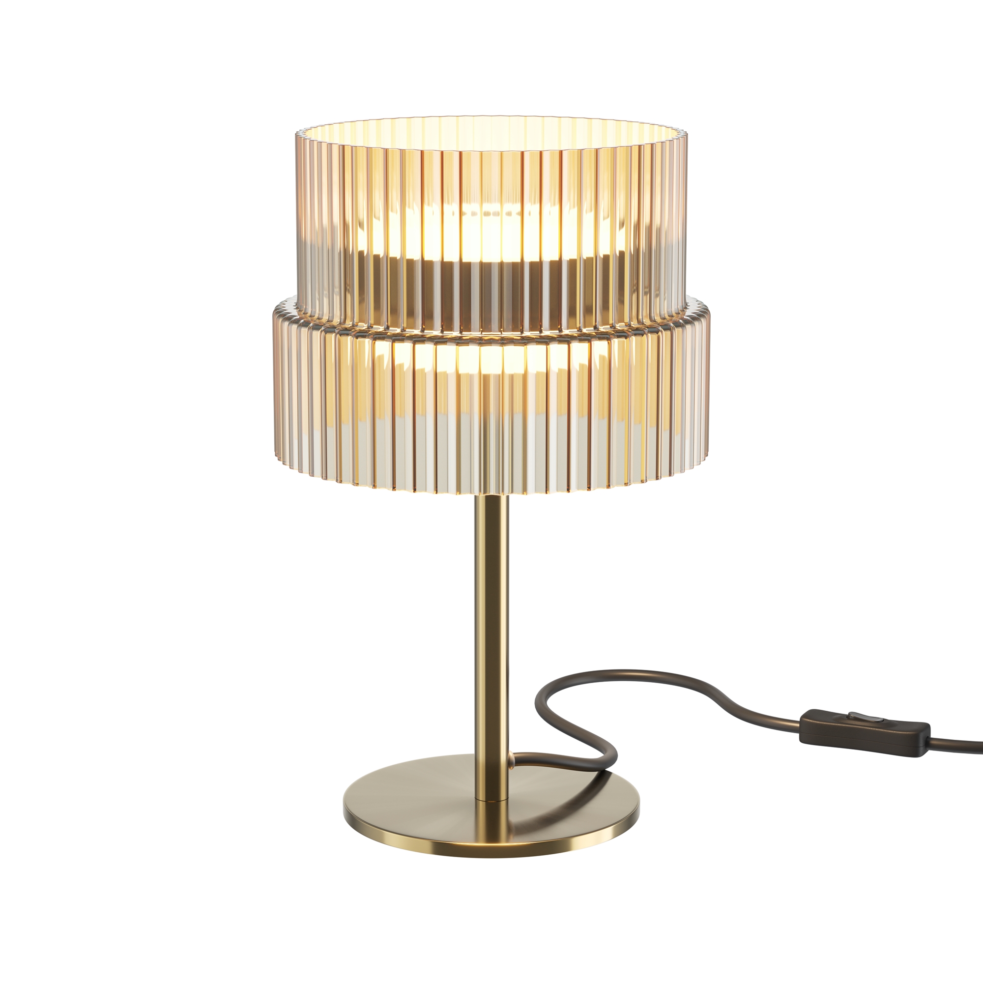 Scala, LED Table lamp, Bronze Metal, Cognac Glass, 3000k, 12W, 14.8cm Diameter