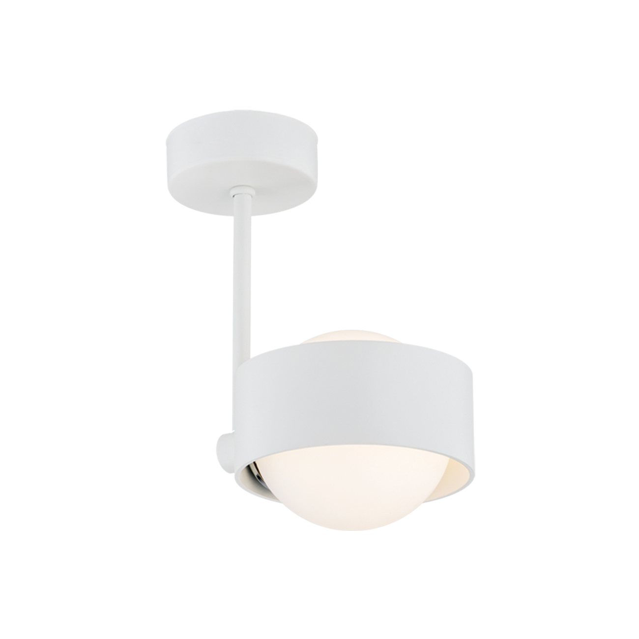 Simo IP44 White Ceiling Lamp, 1 Light Semi Flush, 14cm Wide