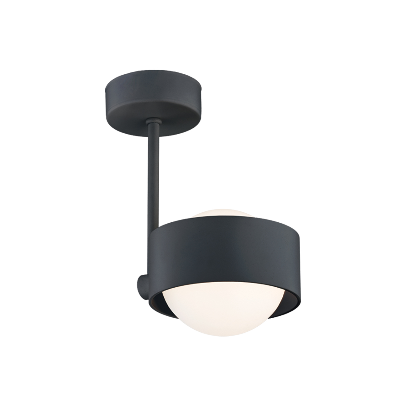 Simo IP44 Black 1 Light Ceiling Lamp, Semi Flush, 14cm Wide
