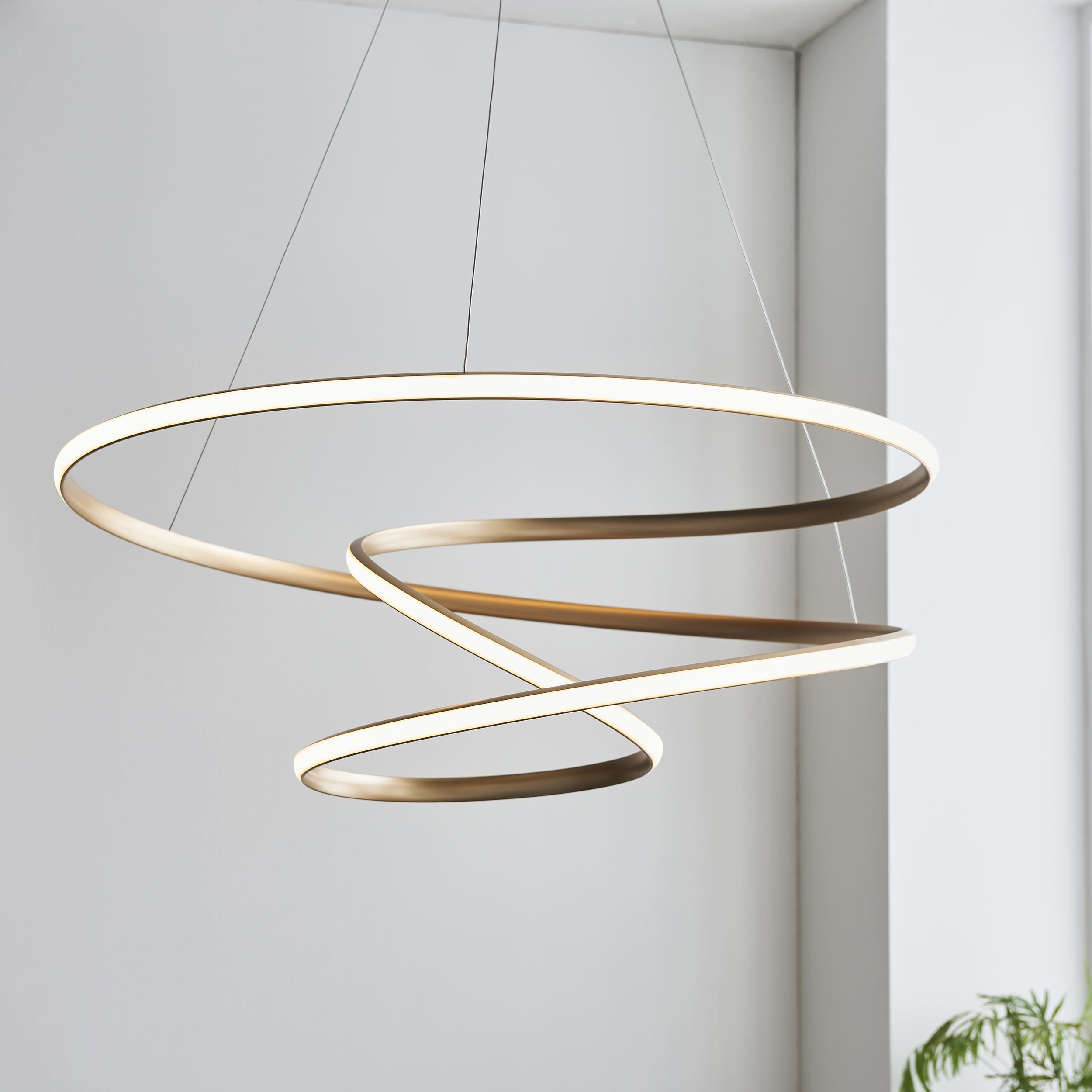 Vim LED Pendant Light, Gold, Swirl, Large, 85cm